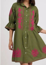 Uncle Frank Embroidered Fit & Flare Dress