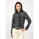 Denim Ruffle Snap Shirt