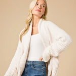 Waffle Marshmallow Cocoon Cardigan