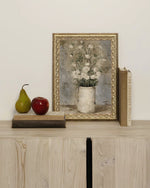 Long Stem White Roses Gold Frame