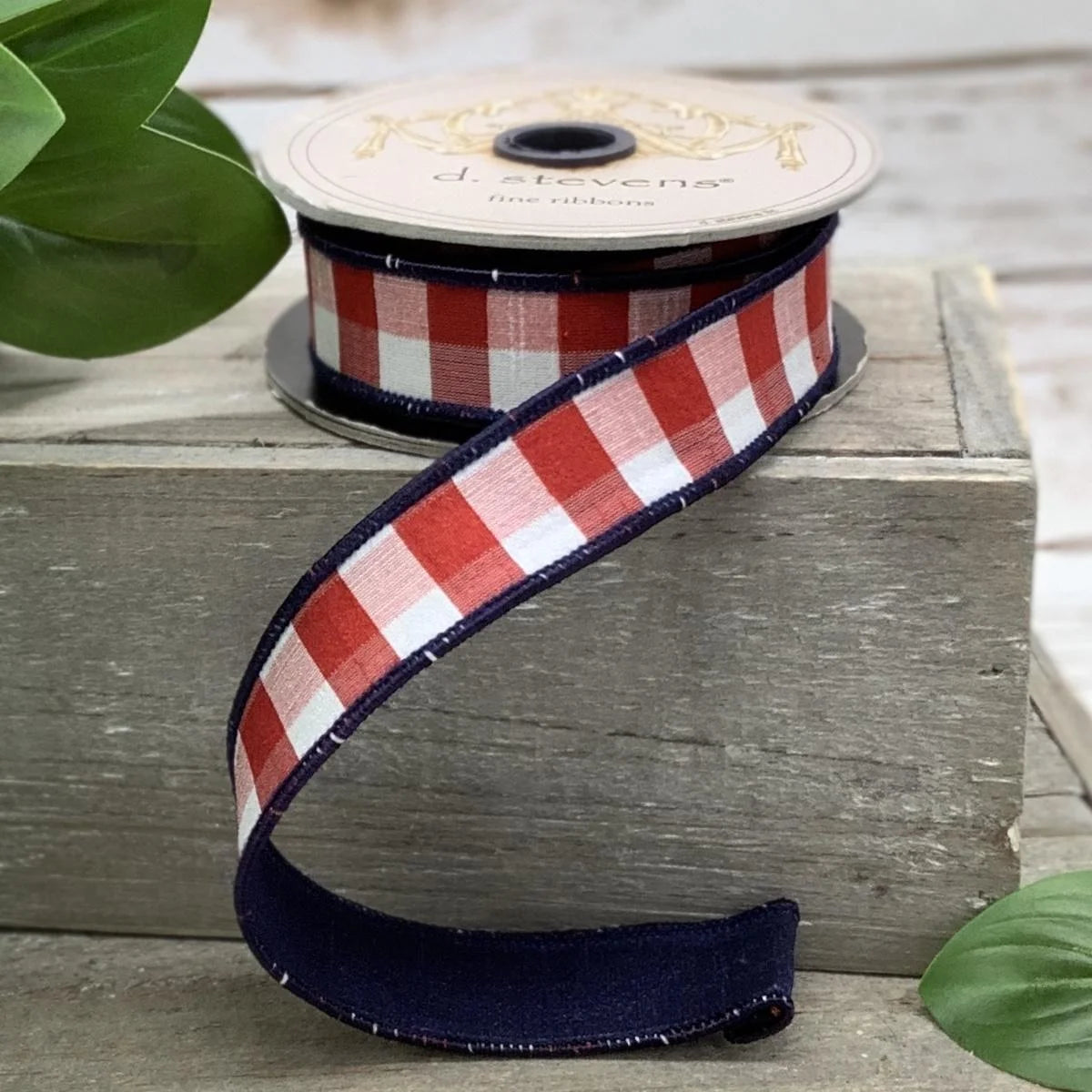 Red, White + Blue Check Ribbon