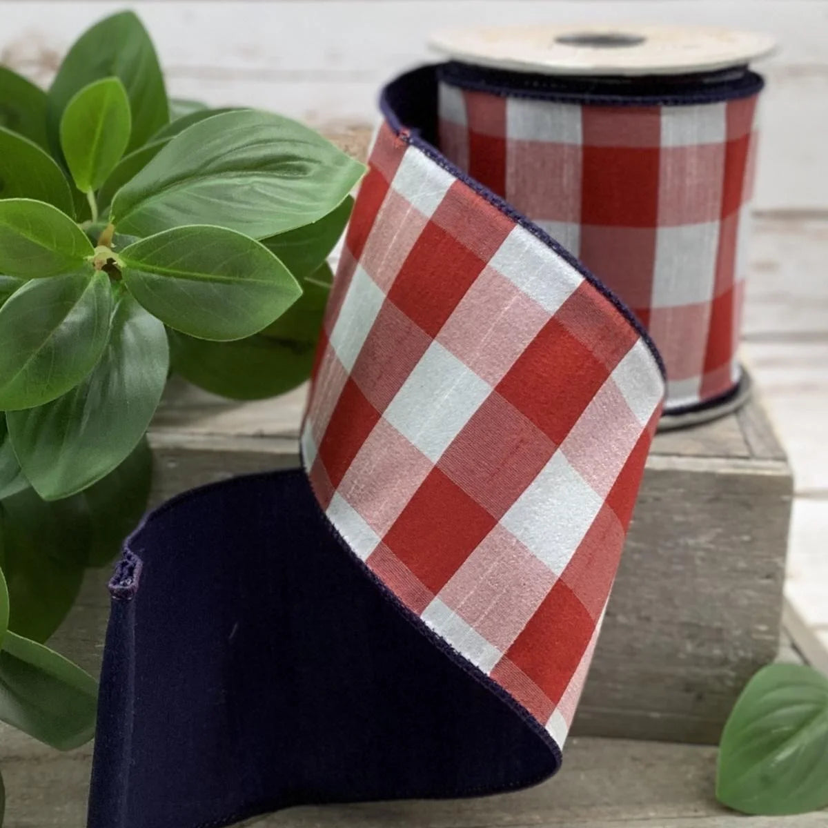 Red, White + Blue Check Ribbon