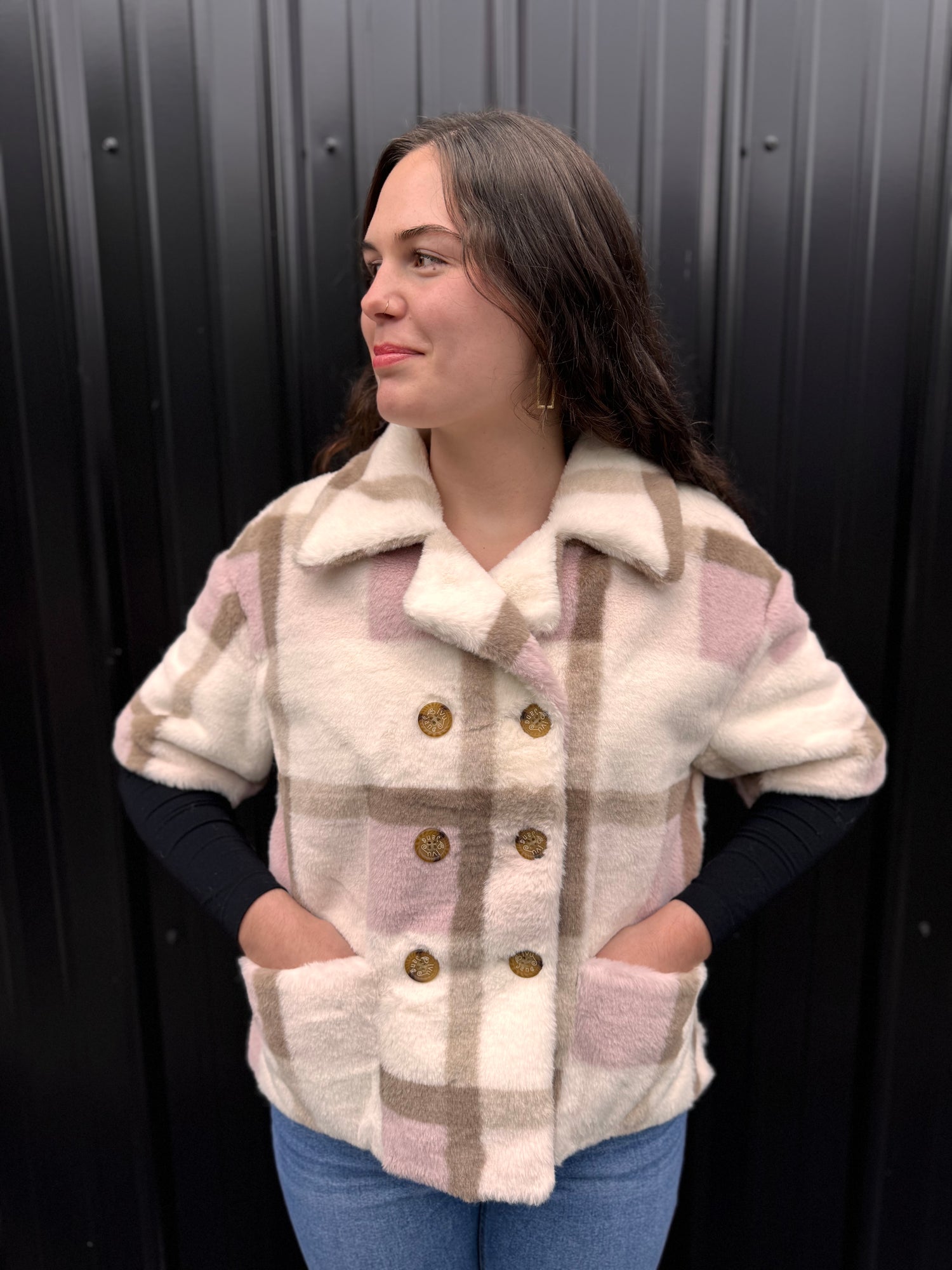 Double Button Fur Top