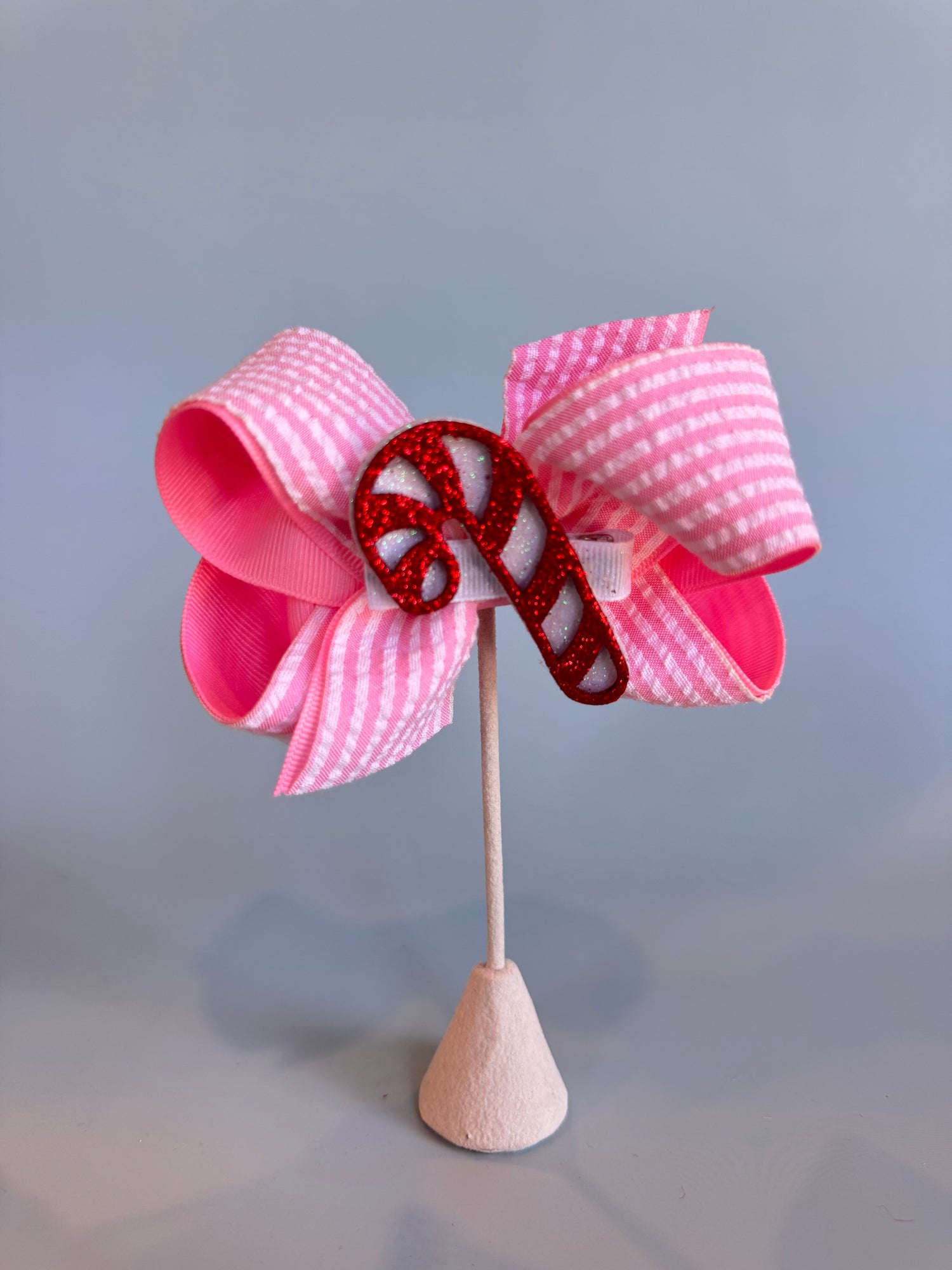 Glitter Holiday Themed Hair Clip Candy Cane