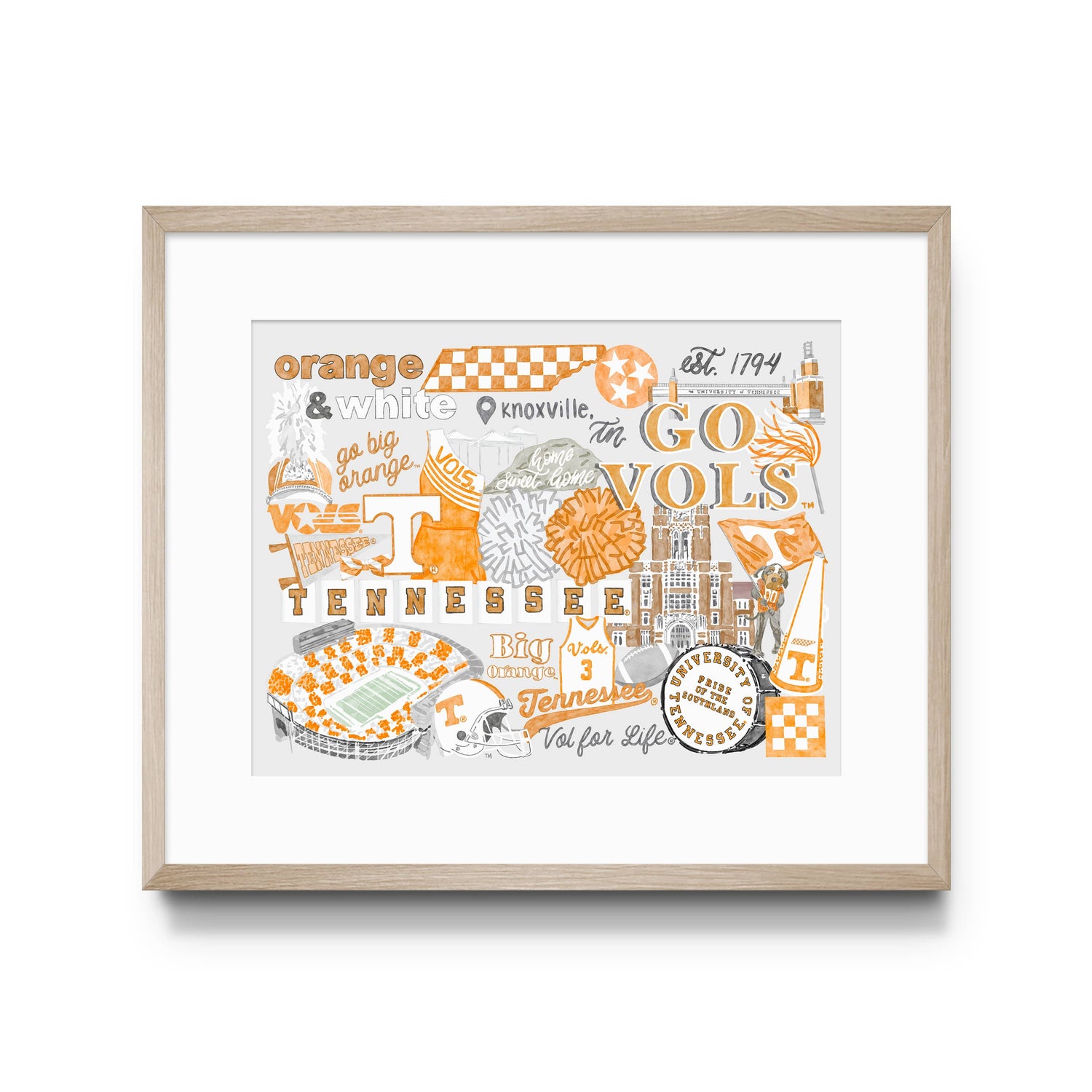 University of Tennessee Collage Art Print