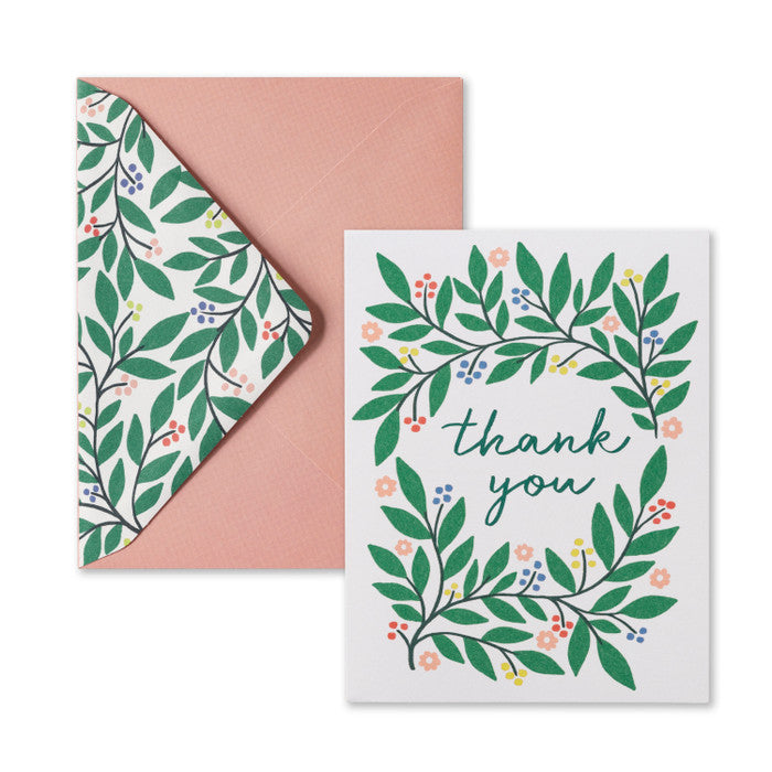 Botanical Wreath Boxed Thank You Cards