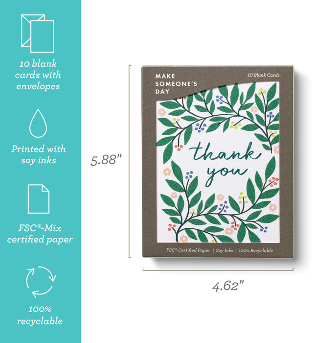 Botanical Wreath Boxed Thank You Cards