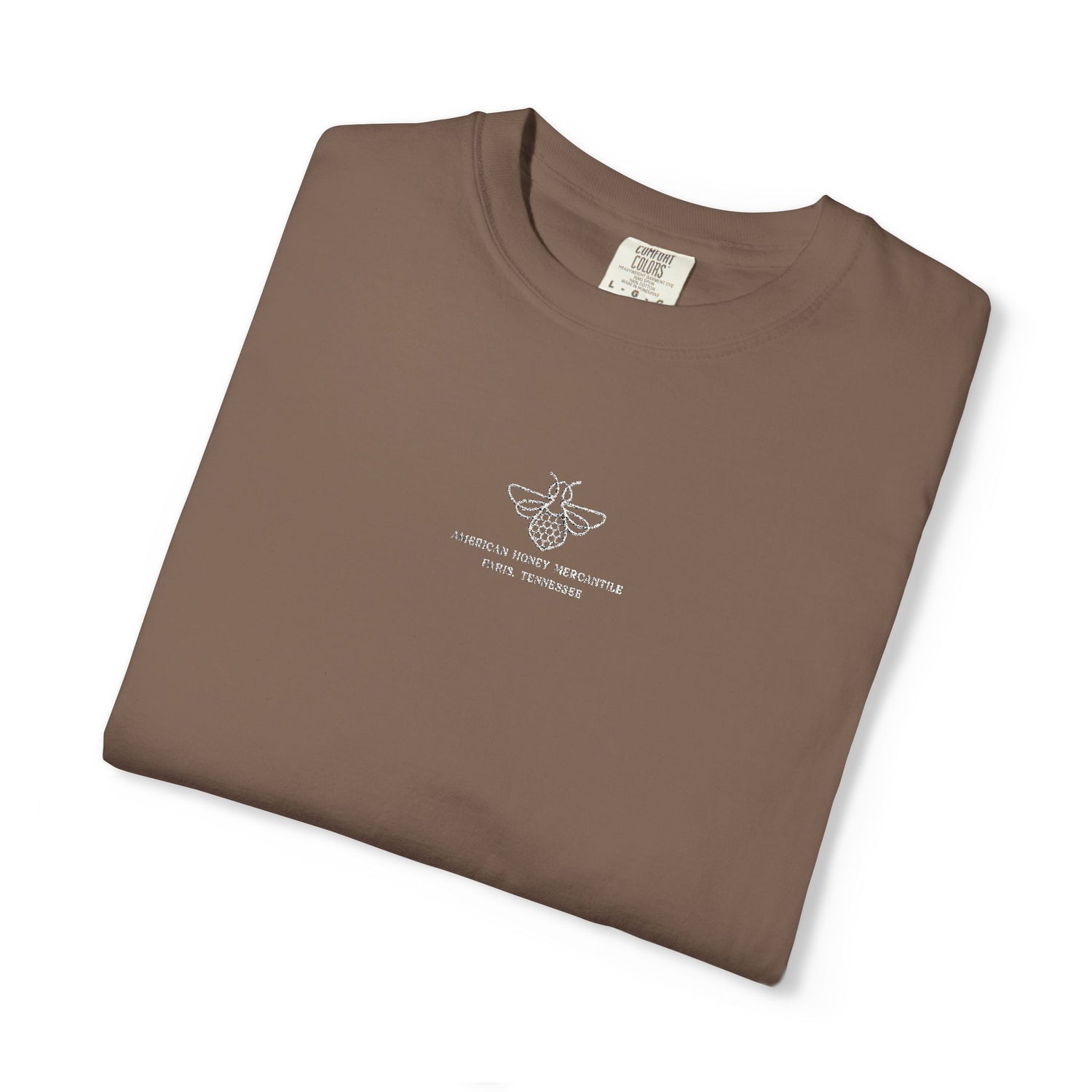 Embroidered White Bumble Bee Tee