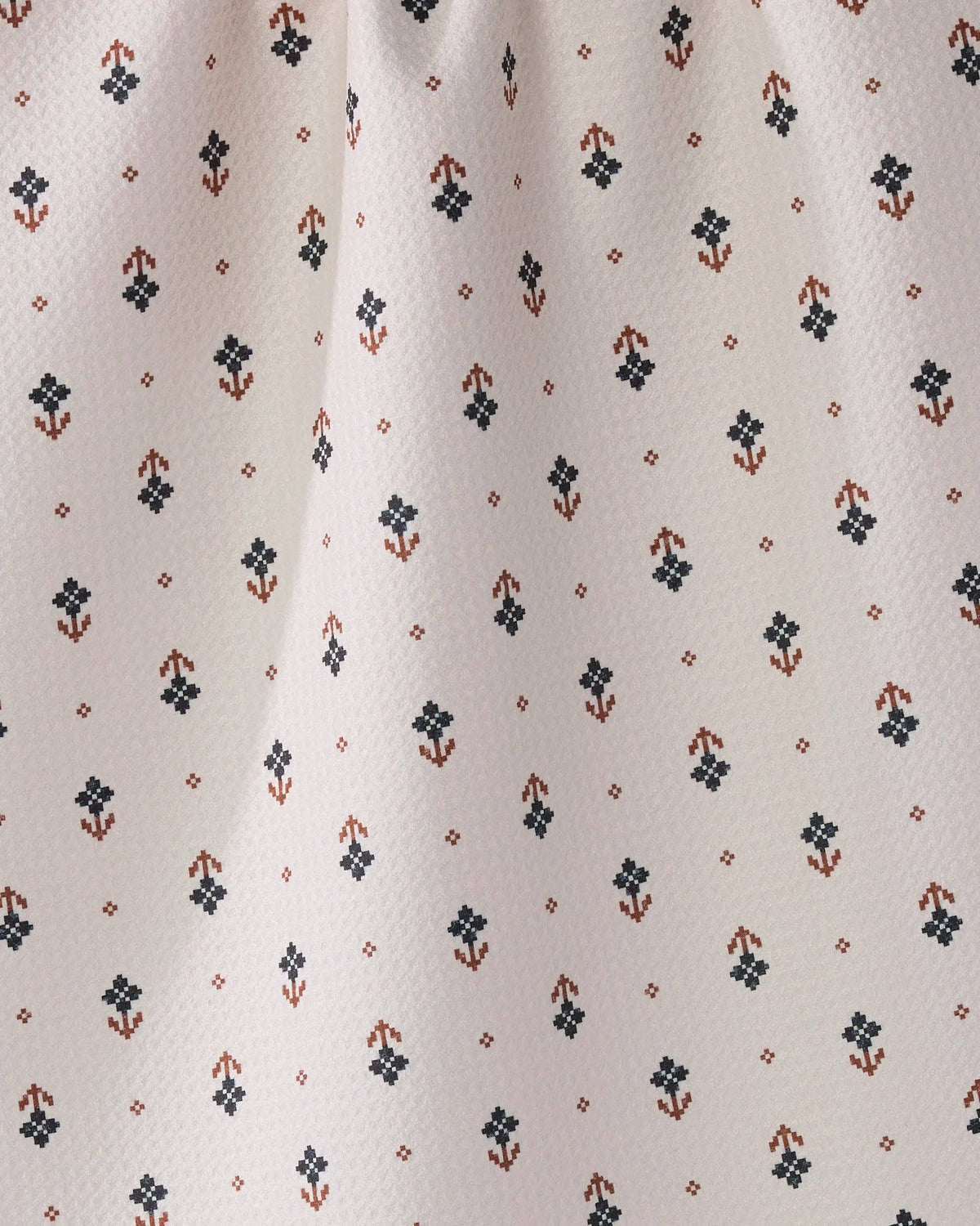 Folk Pixel White Festive Plaid Geometry Tea Towel