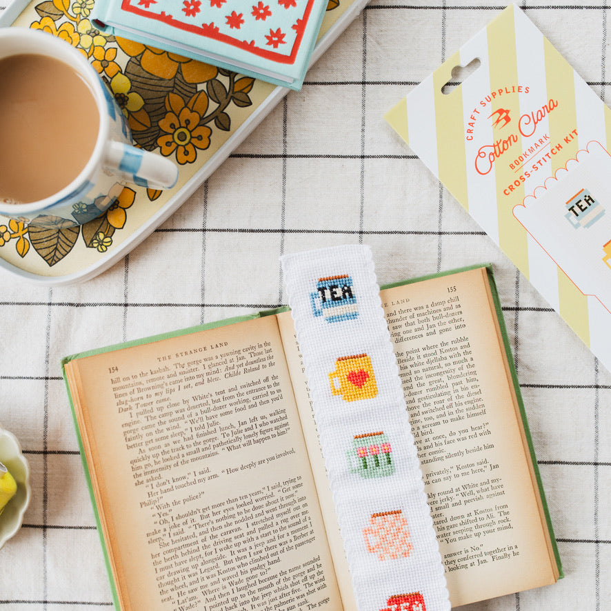 Tea + Mugs Cross Stitch Bookmark Kit
