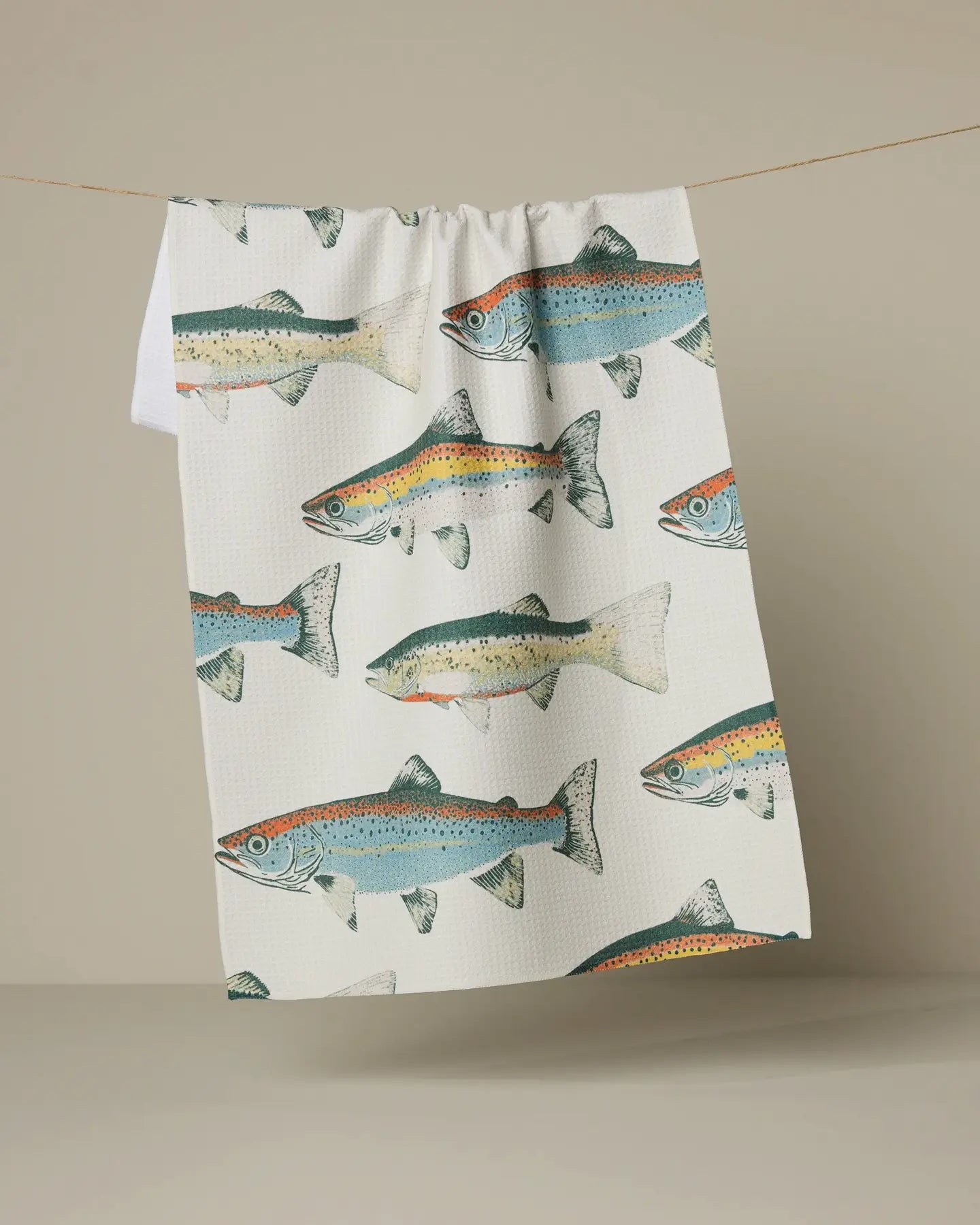 Hooked on Fishing Geometry Tea Towel