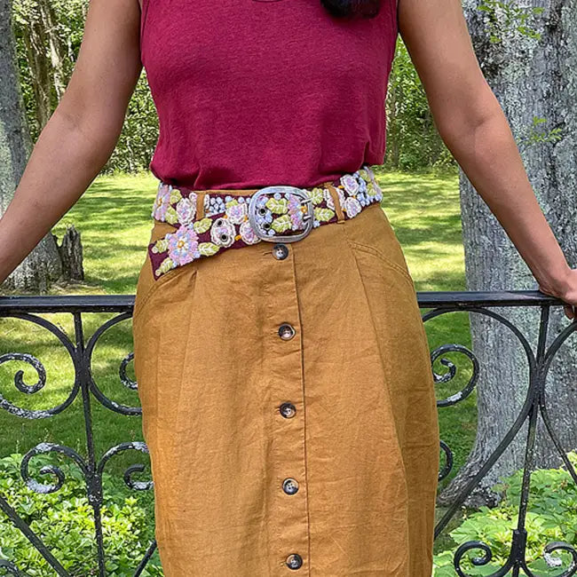 Southwest Walkabout Floral Embroidered Wool Belt