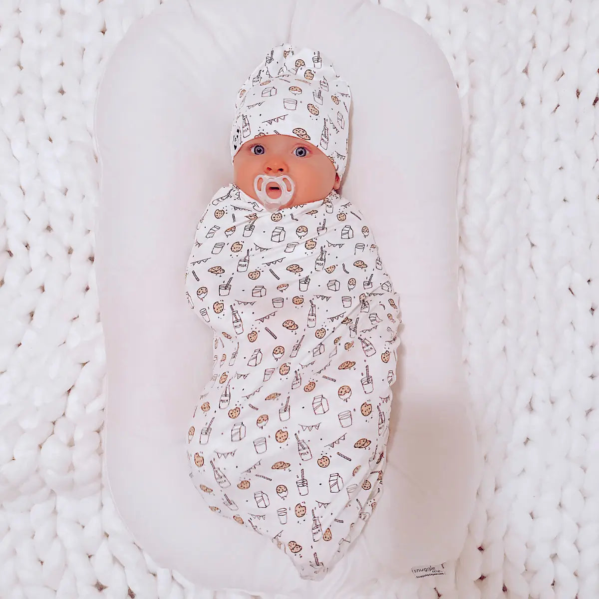 Milk & Cookies Swaddle + Beanie Set