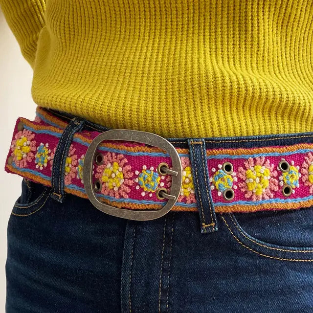 Belt Rosette Floral Wool