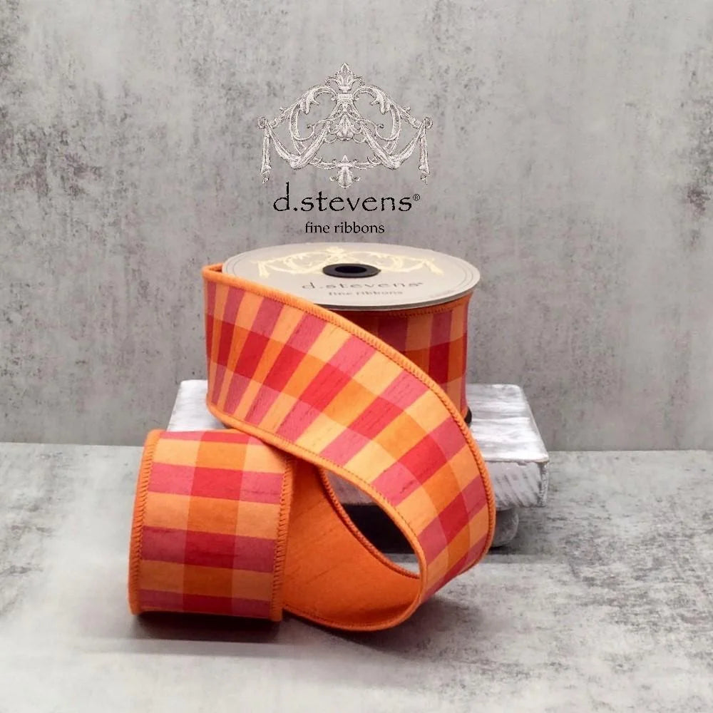 Orange + Red Check Ribbon
