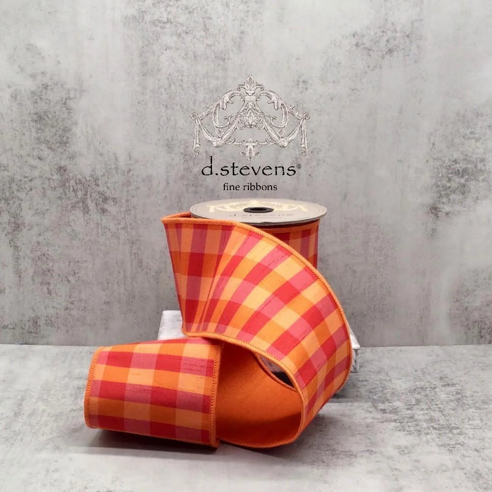 Orange + Red Check Ribbon