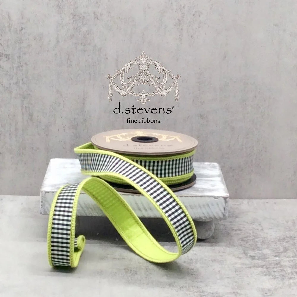 Lime Mini Check Ribbon
