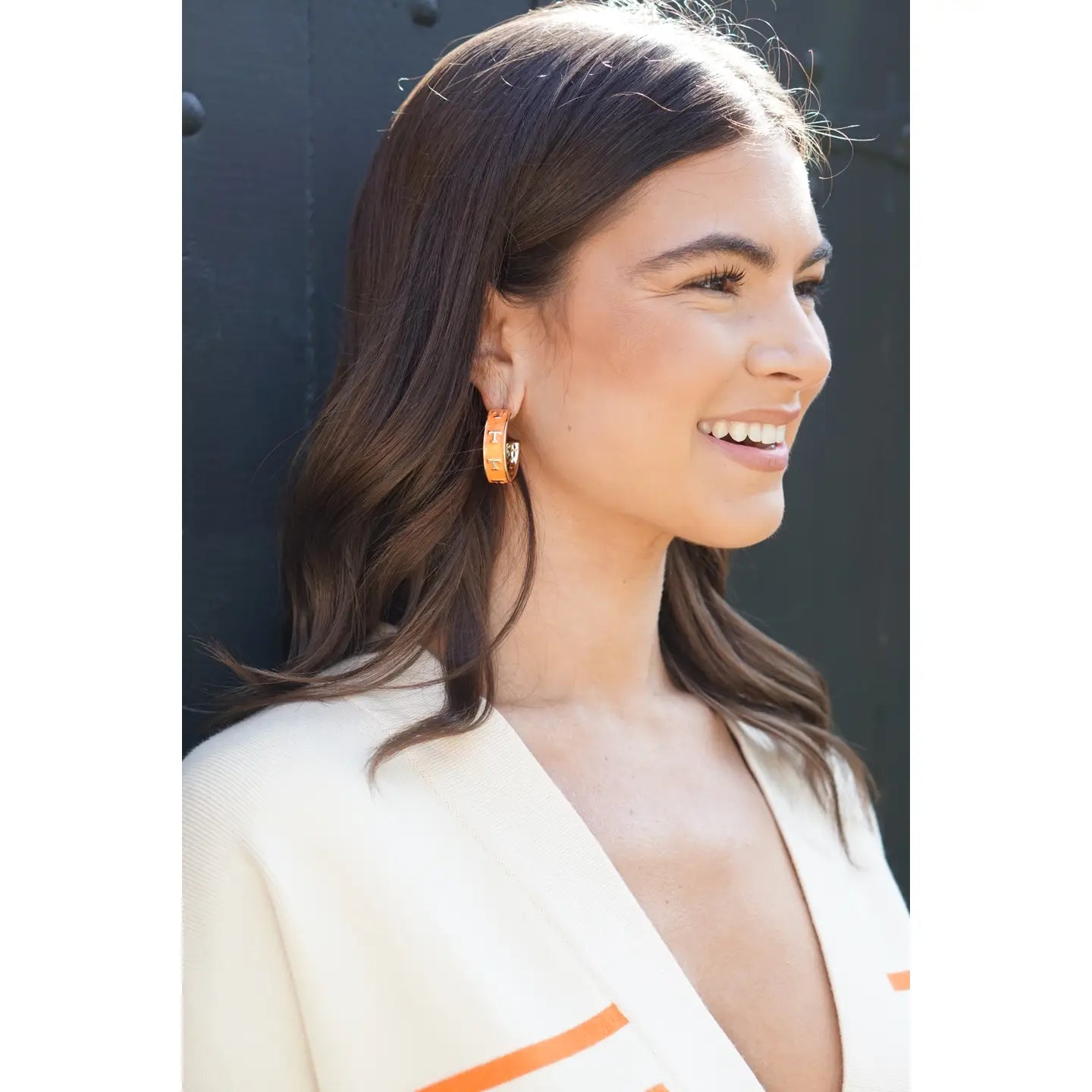 Power T Hoop Earrings