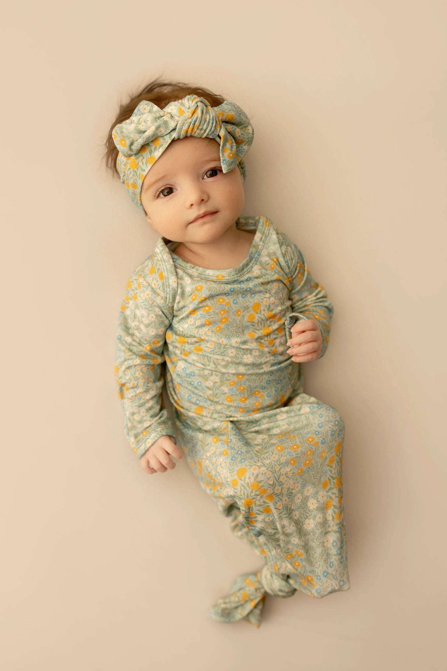 Blue Meadow Newborn Knotted Gown