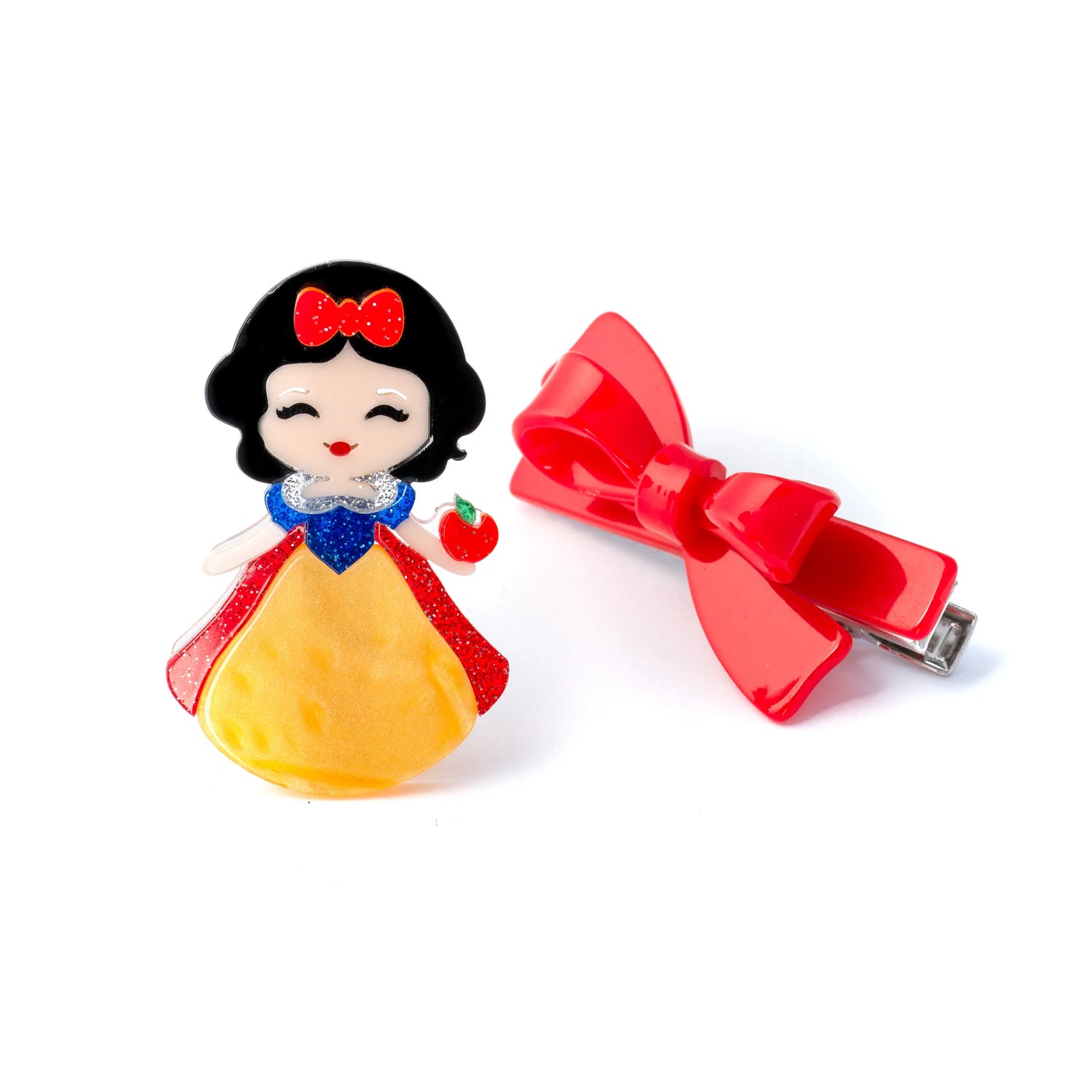 Doll's Apple Dress & Bow Hair Clips