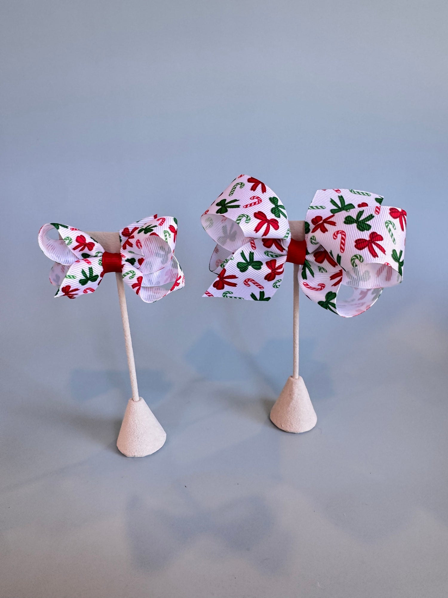 Candy Cane Print Grosgrain Girls Hair Bow