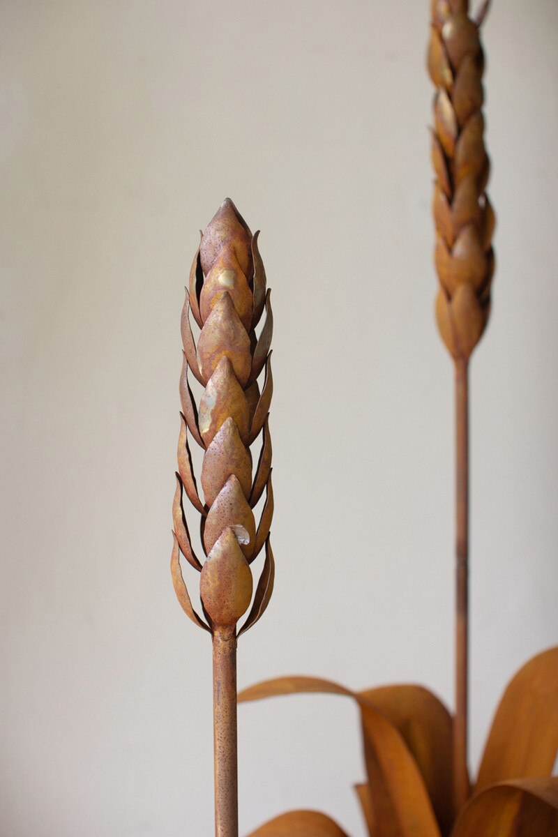 Rustic Metal Aloe Plant with Flowers
