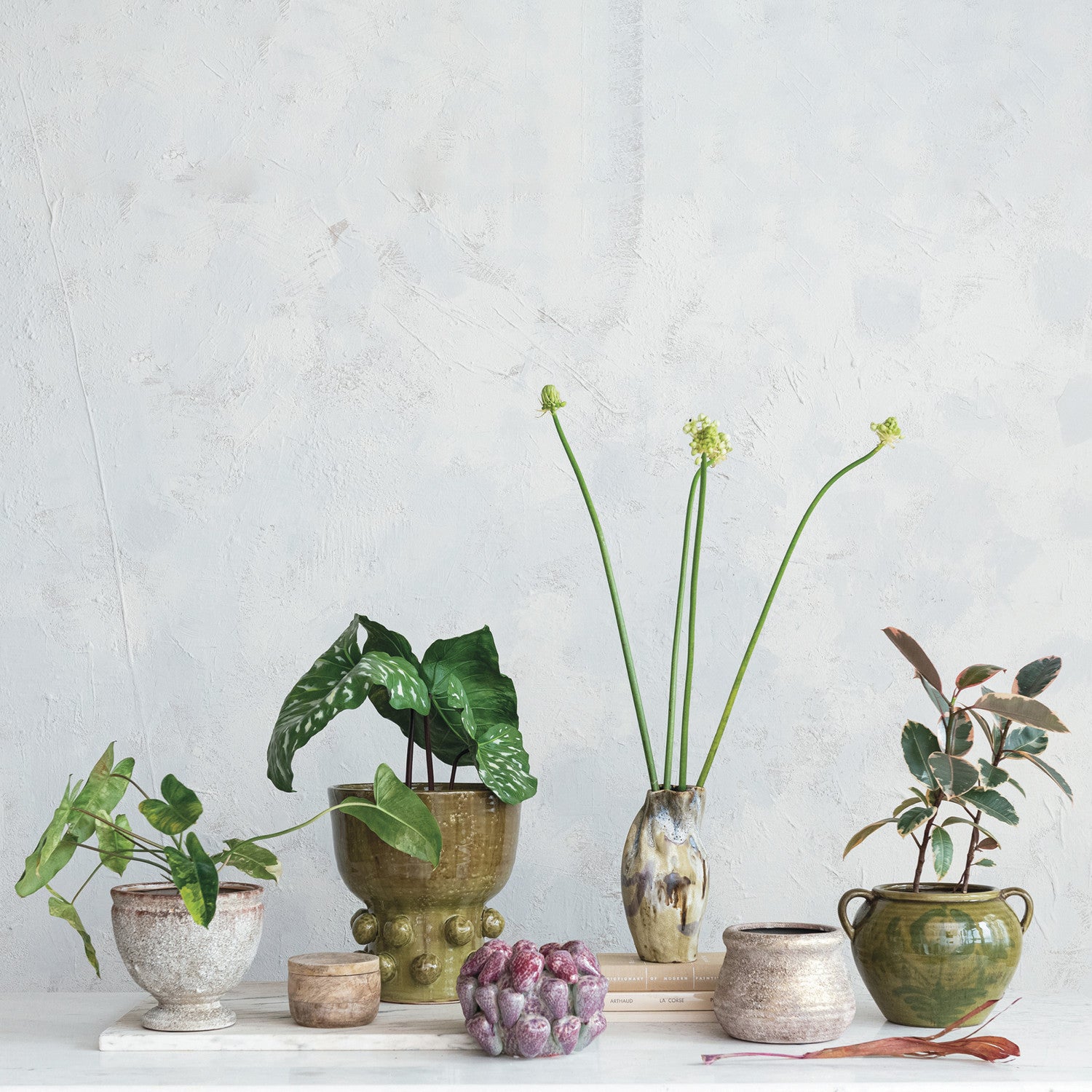 Terra-cotta Hobnail Footed Vase