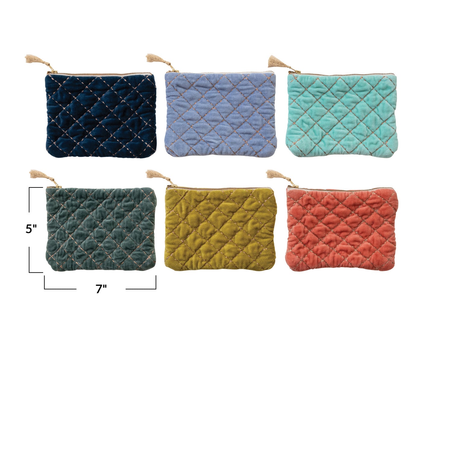 Quilted Cotton Velvet Zip Pouch