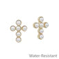 Pearl Beaded Cross Stud Earrings