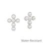 Pearl Beaded Cross Stud Earrings