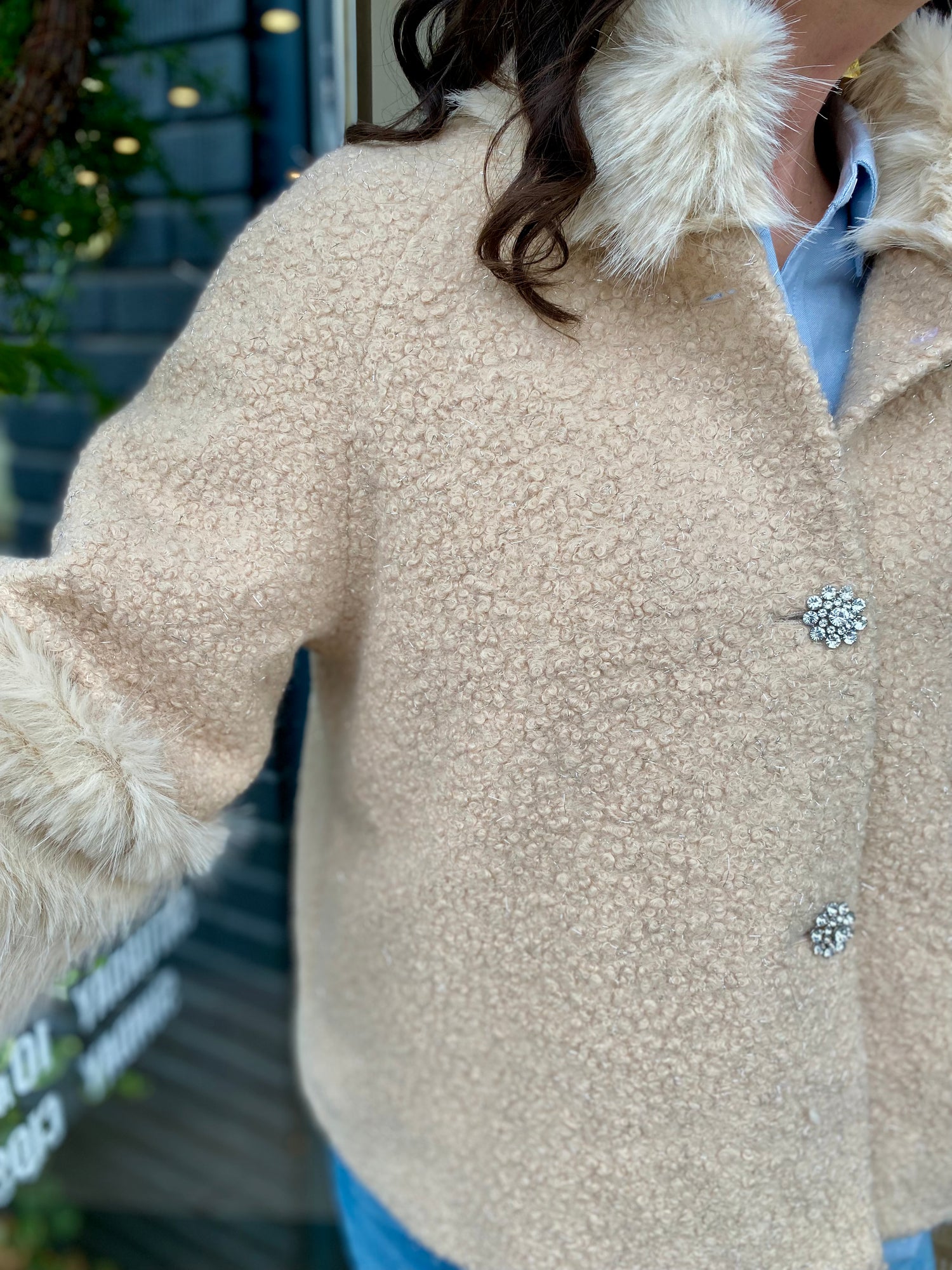 Boucle Fur Trim Jacket