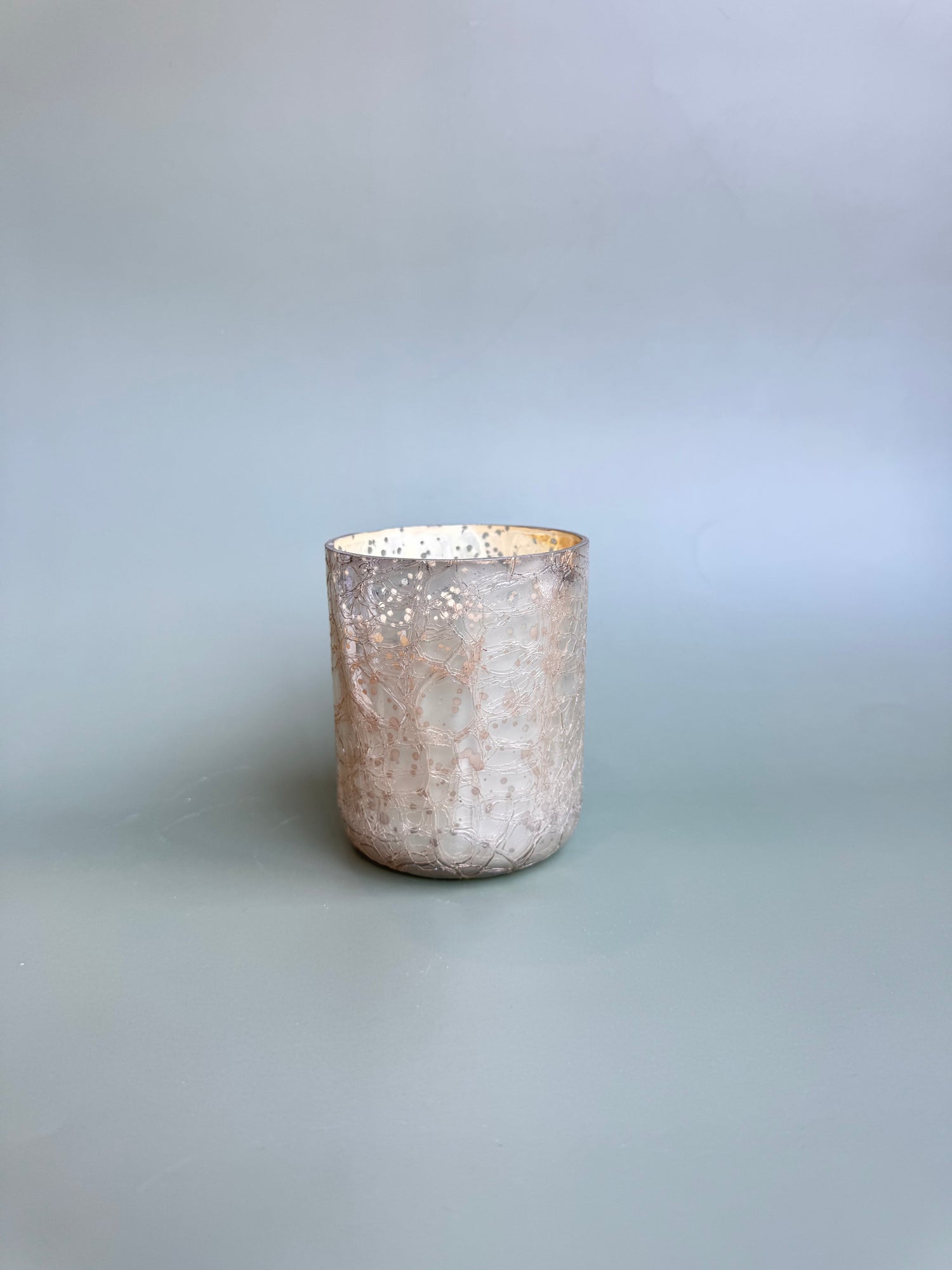 Winter White Small Boxed Crackle Glass Candle