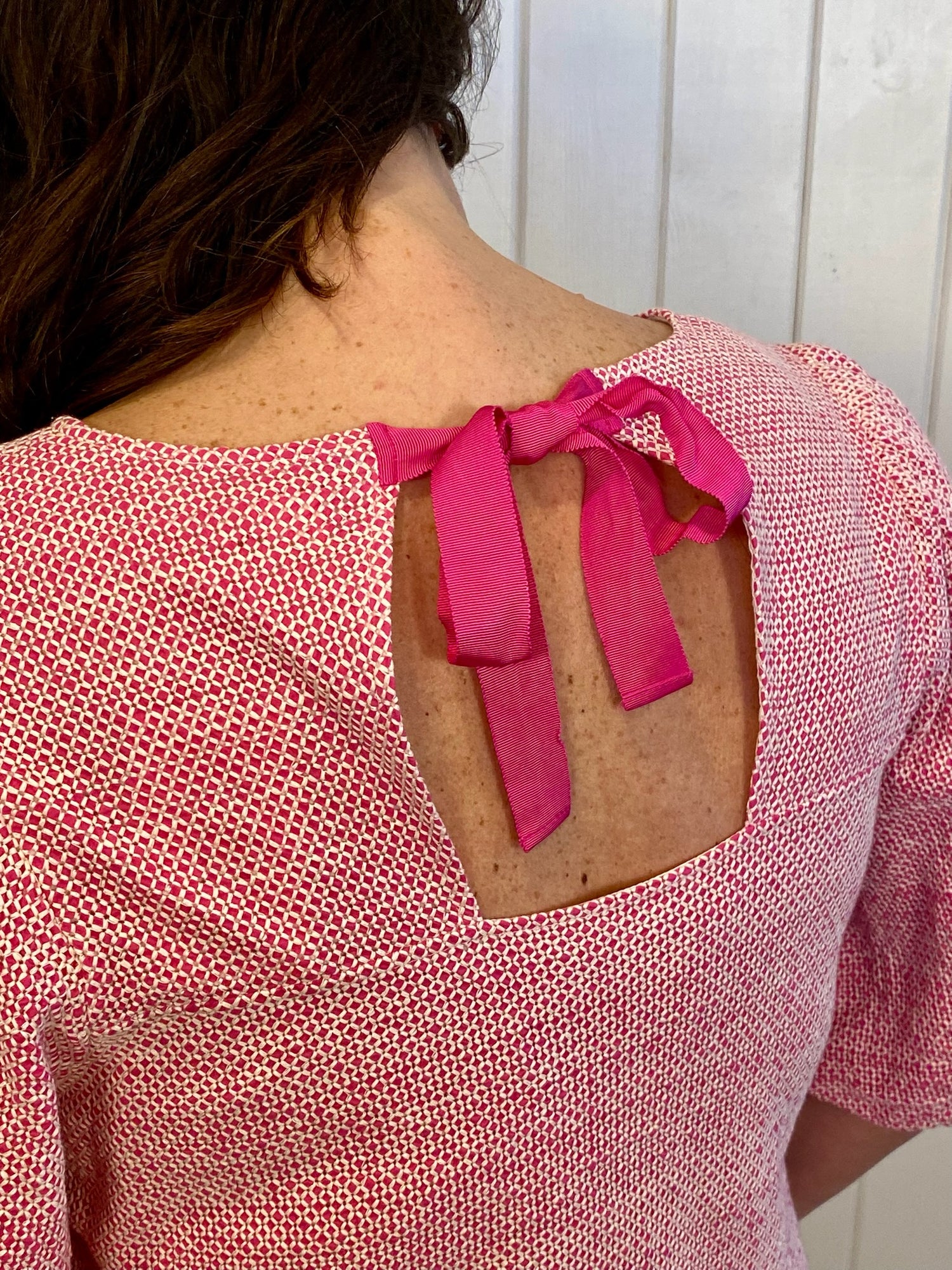 Uncle Frank Geometric Eyelet Bow Back Dress