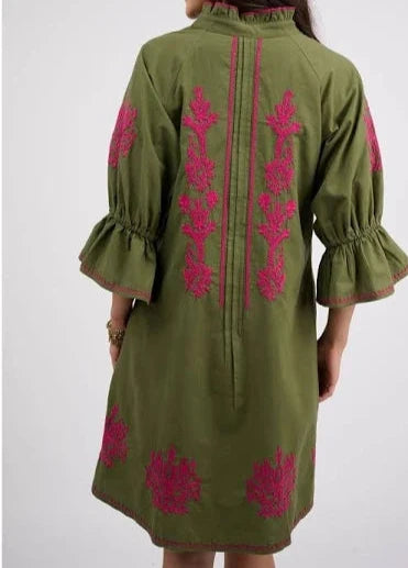 Uncle Frank Embroidered Fit & Flare Dress