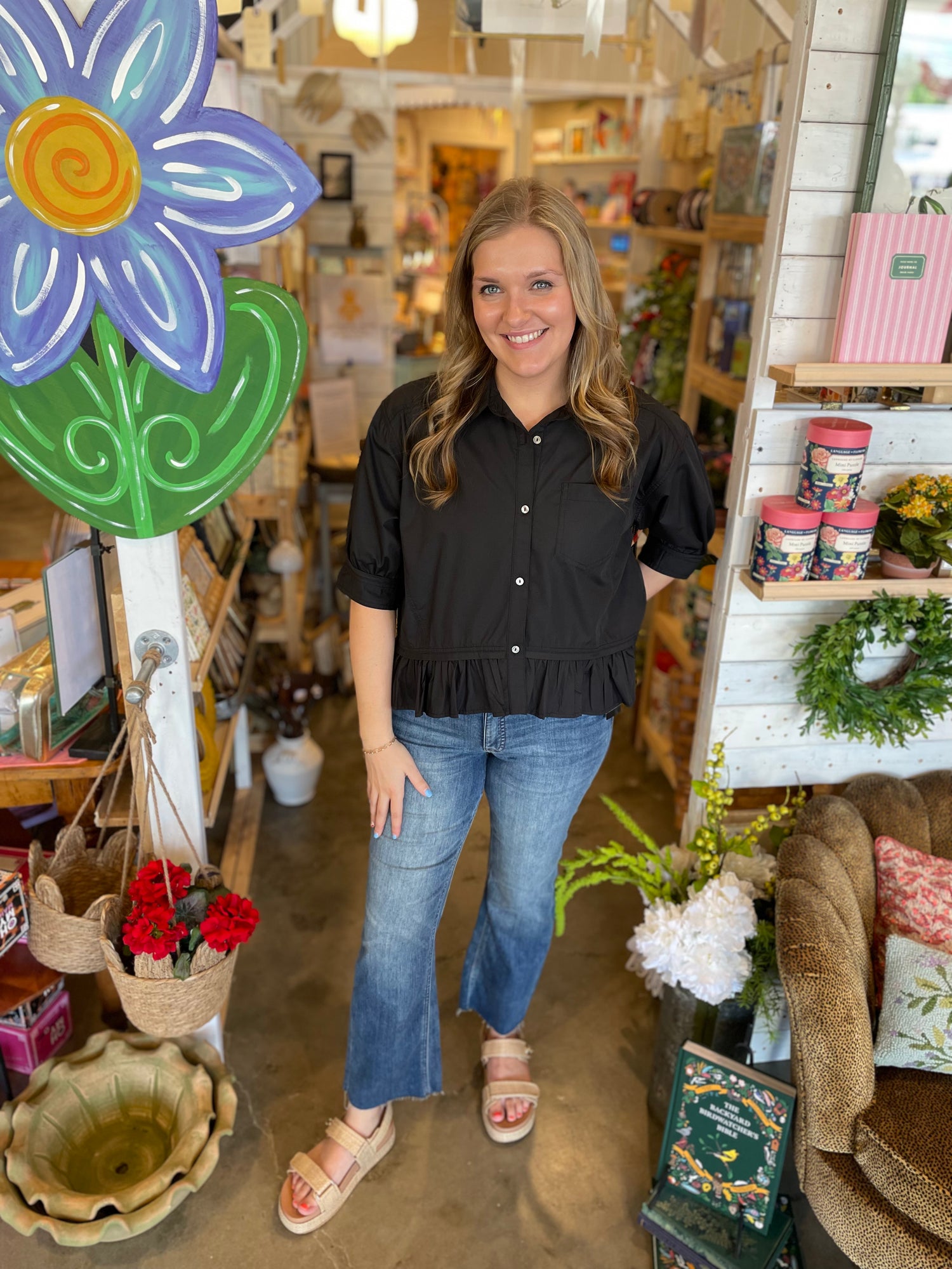 Ruffle Button Top
