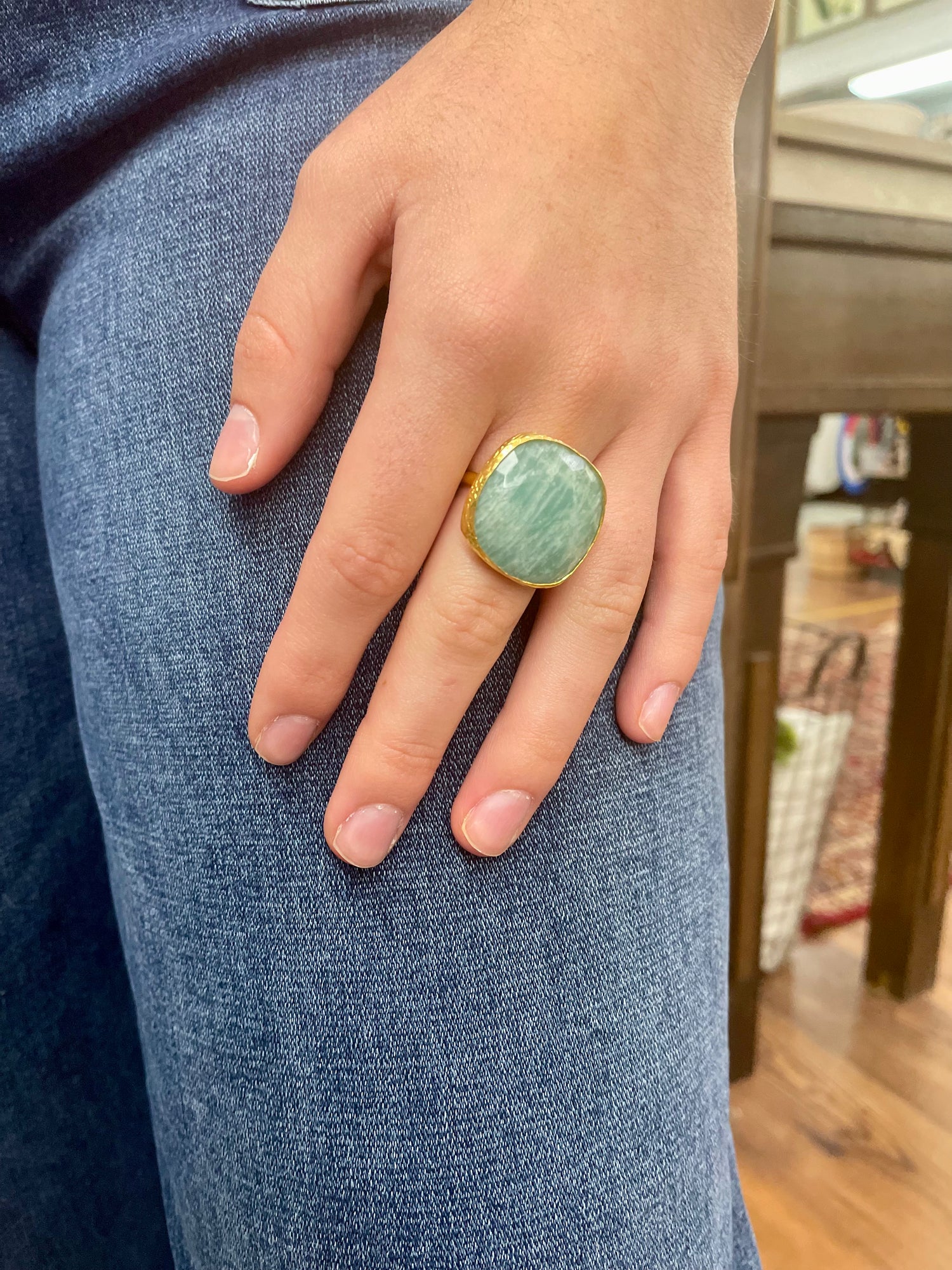 Elyssa Bass Large Square Gemstone Ring