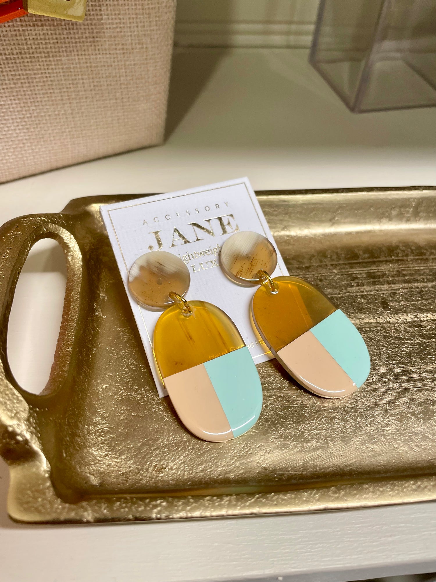 Color Block Natural Drop Earrings