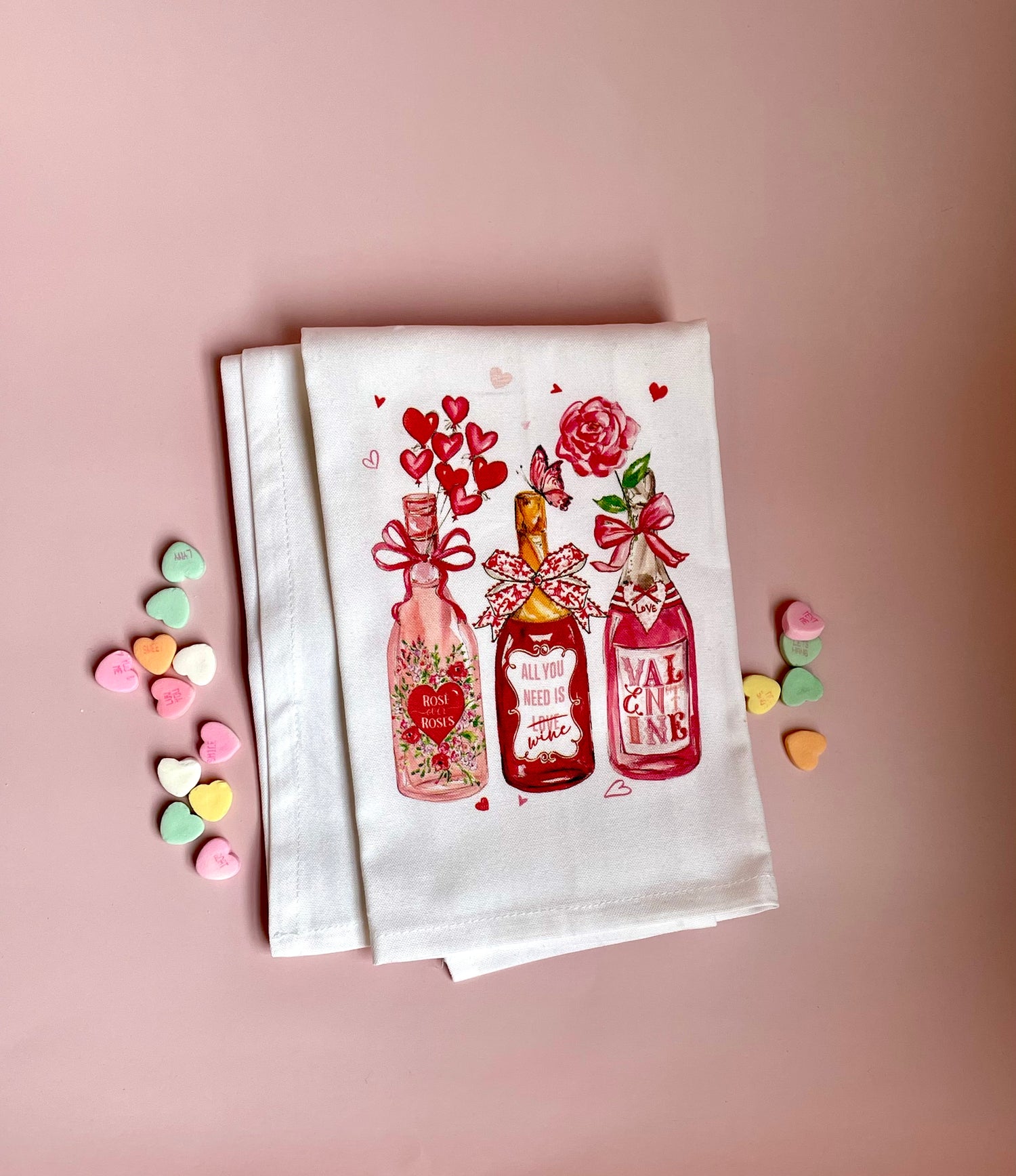 Tea Towel Valentine Bottle