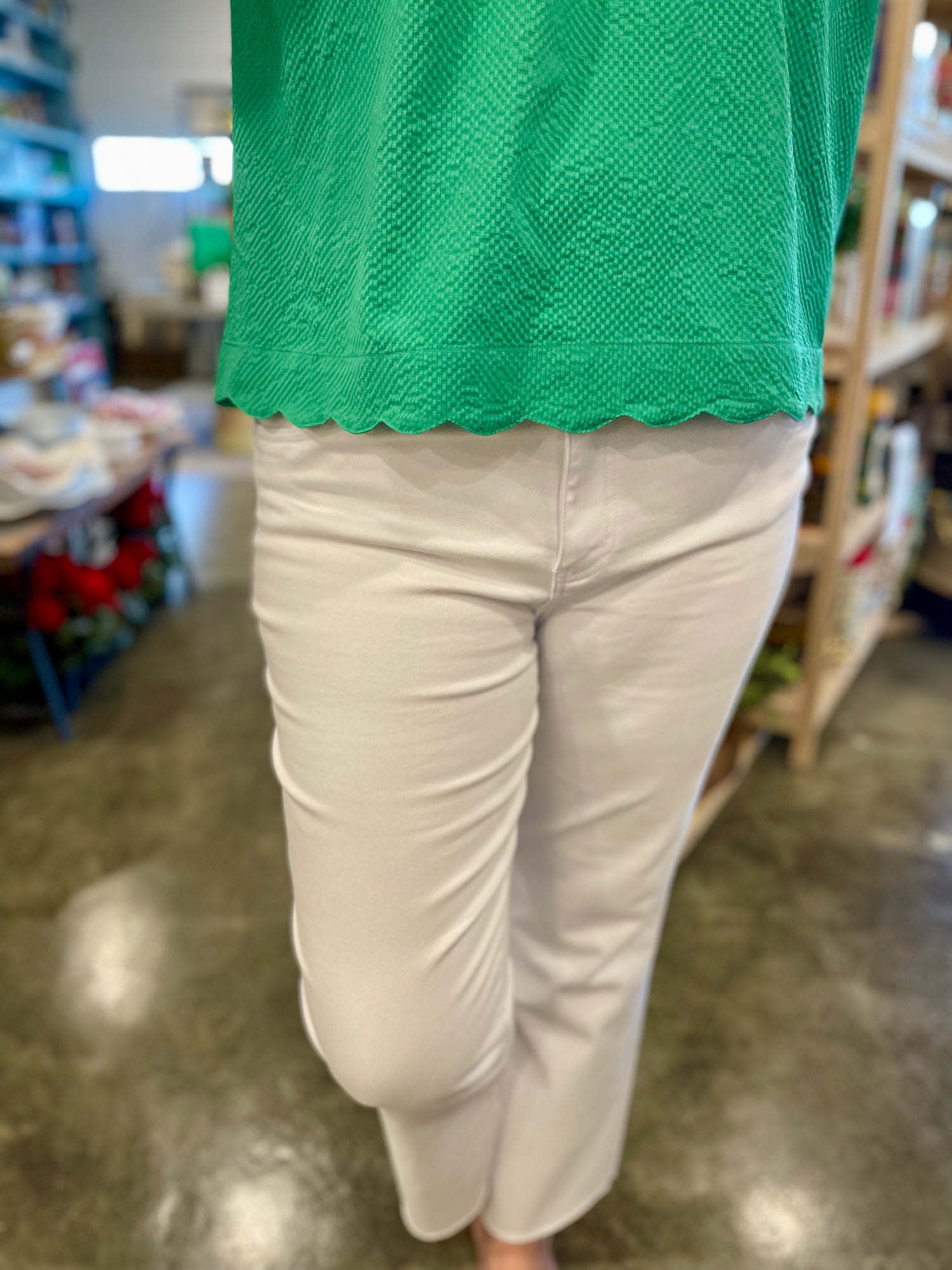 KUT Kelsey Optic White High Rise Ankle Flare