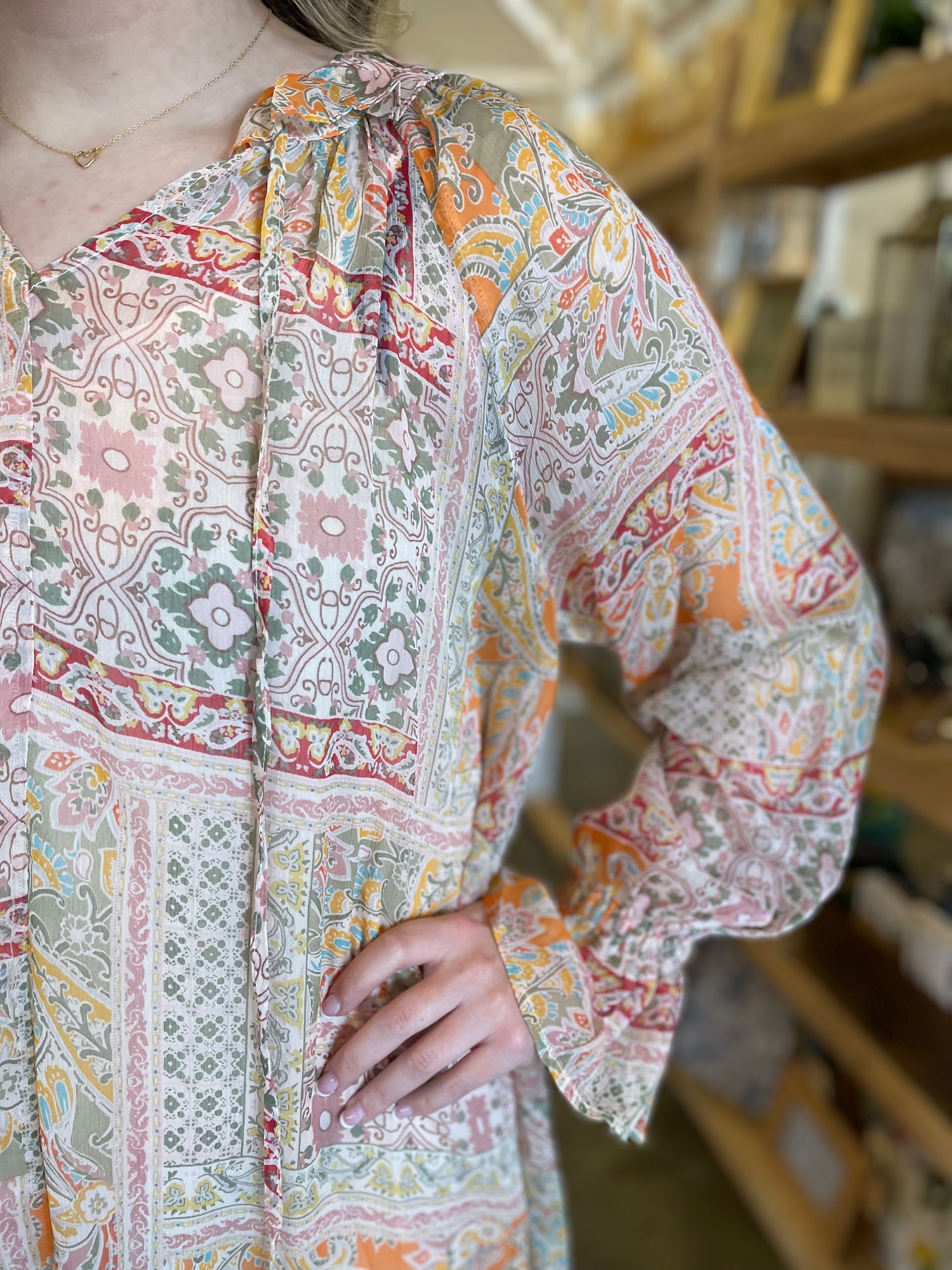 Paisley Chiffon Midi Dress