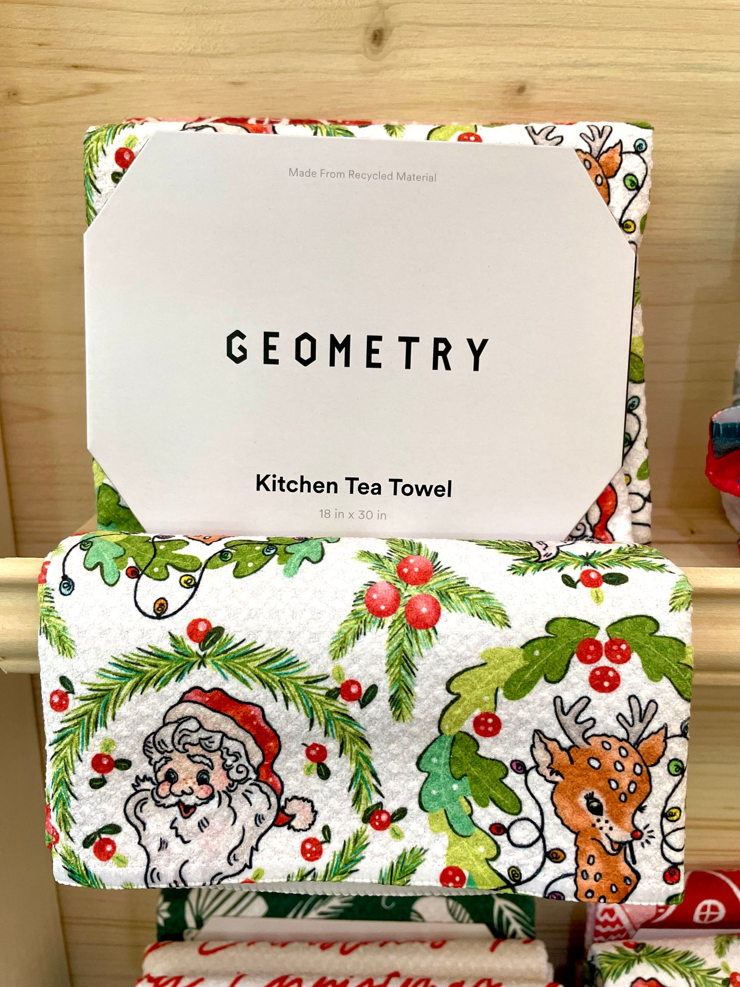 Berry Retro Holiday Tea Towel