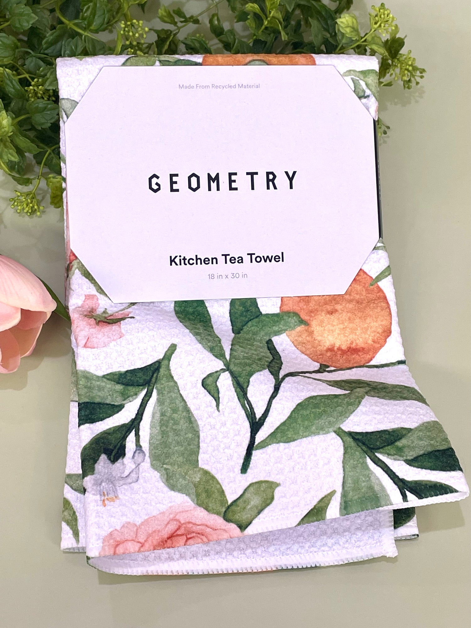 A Peony For Your Thoughts Geometry Tea Towel