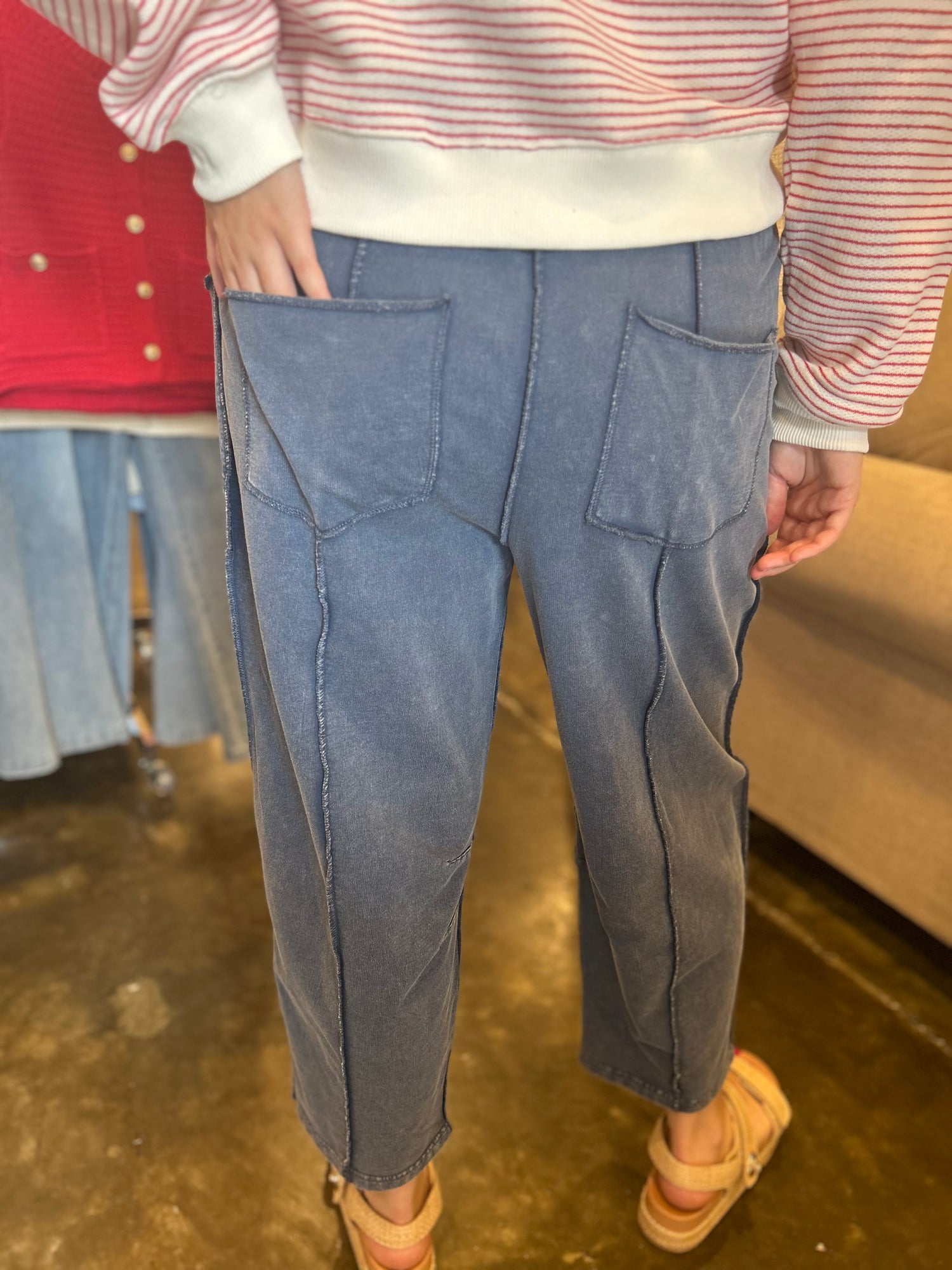 Terry Knit Barrel Pants