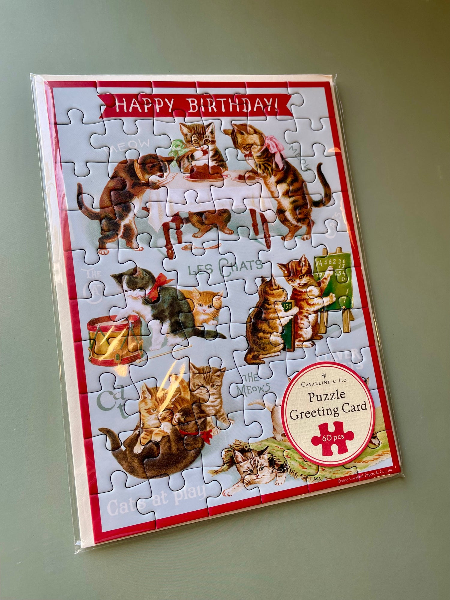 Happy Birthday Cat's Play Puzzle Greeting Card