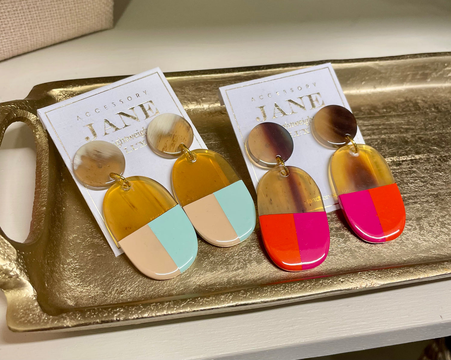 Color Block Natural Drop Earrings