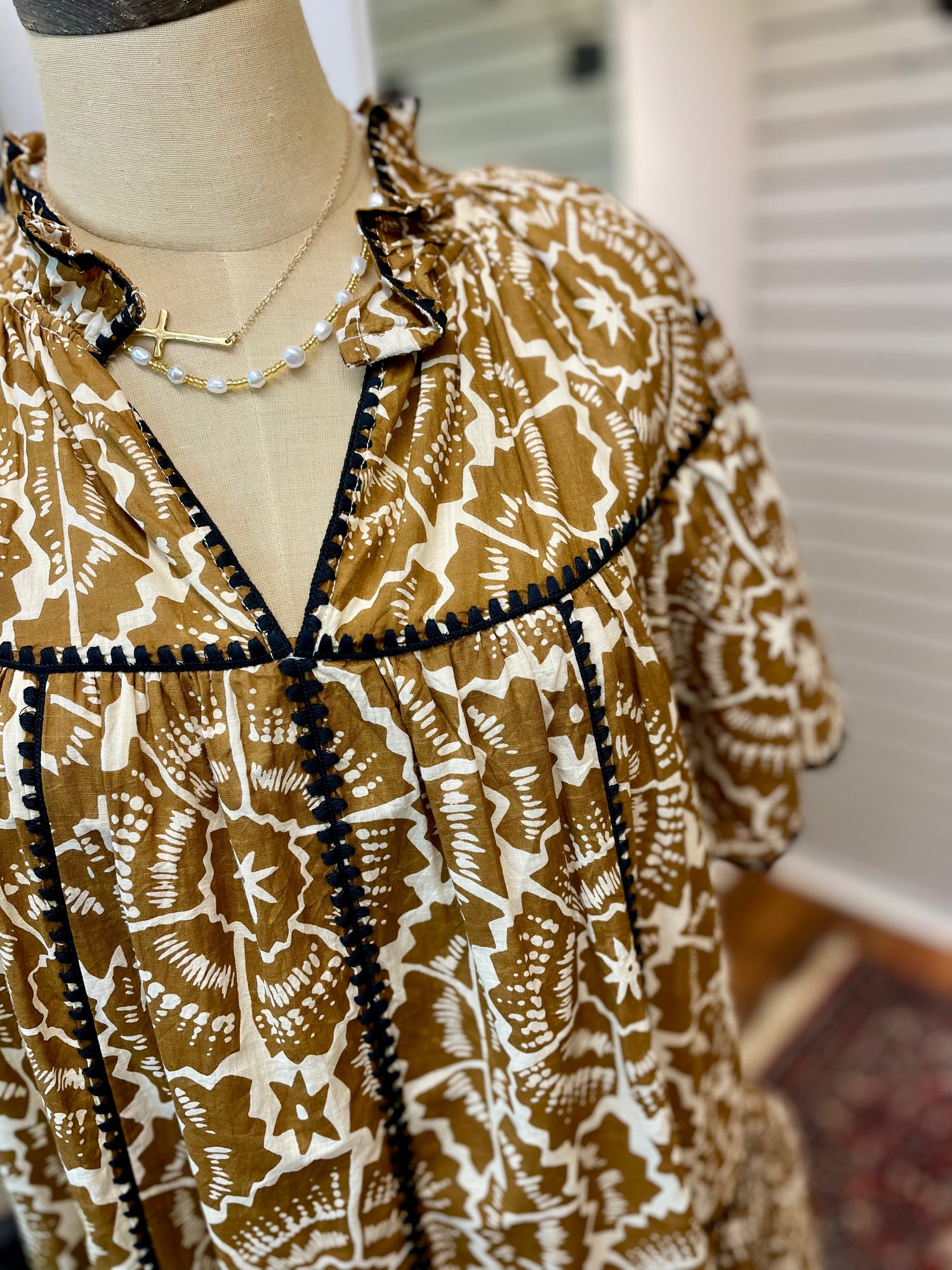 Shell Stitched Trim Dress