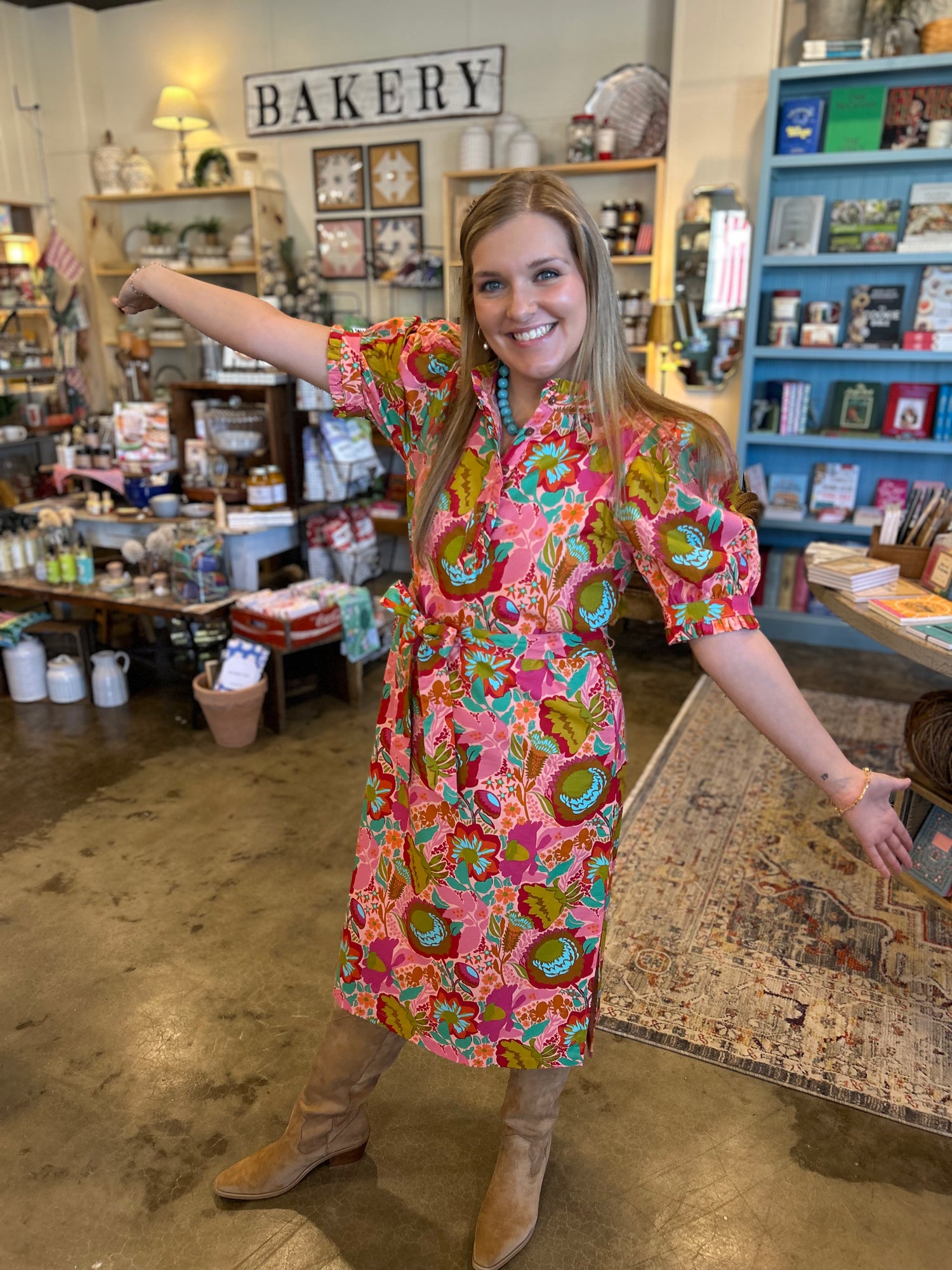 Bouquet Midi Shirt Dress