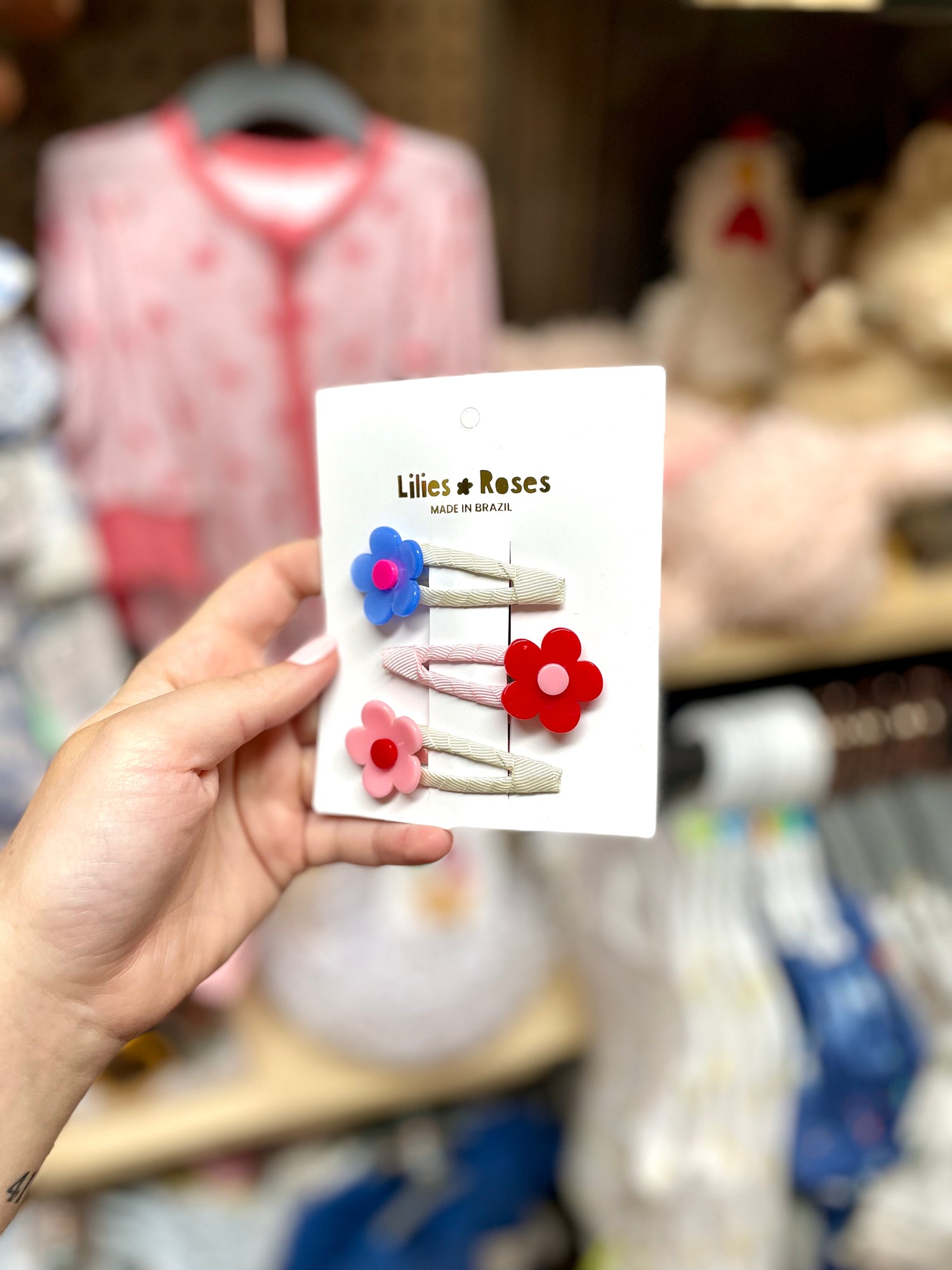 Flower Vania Satin Hair Clips Lilies & Roses NY
