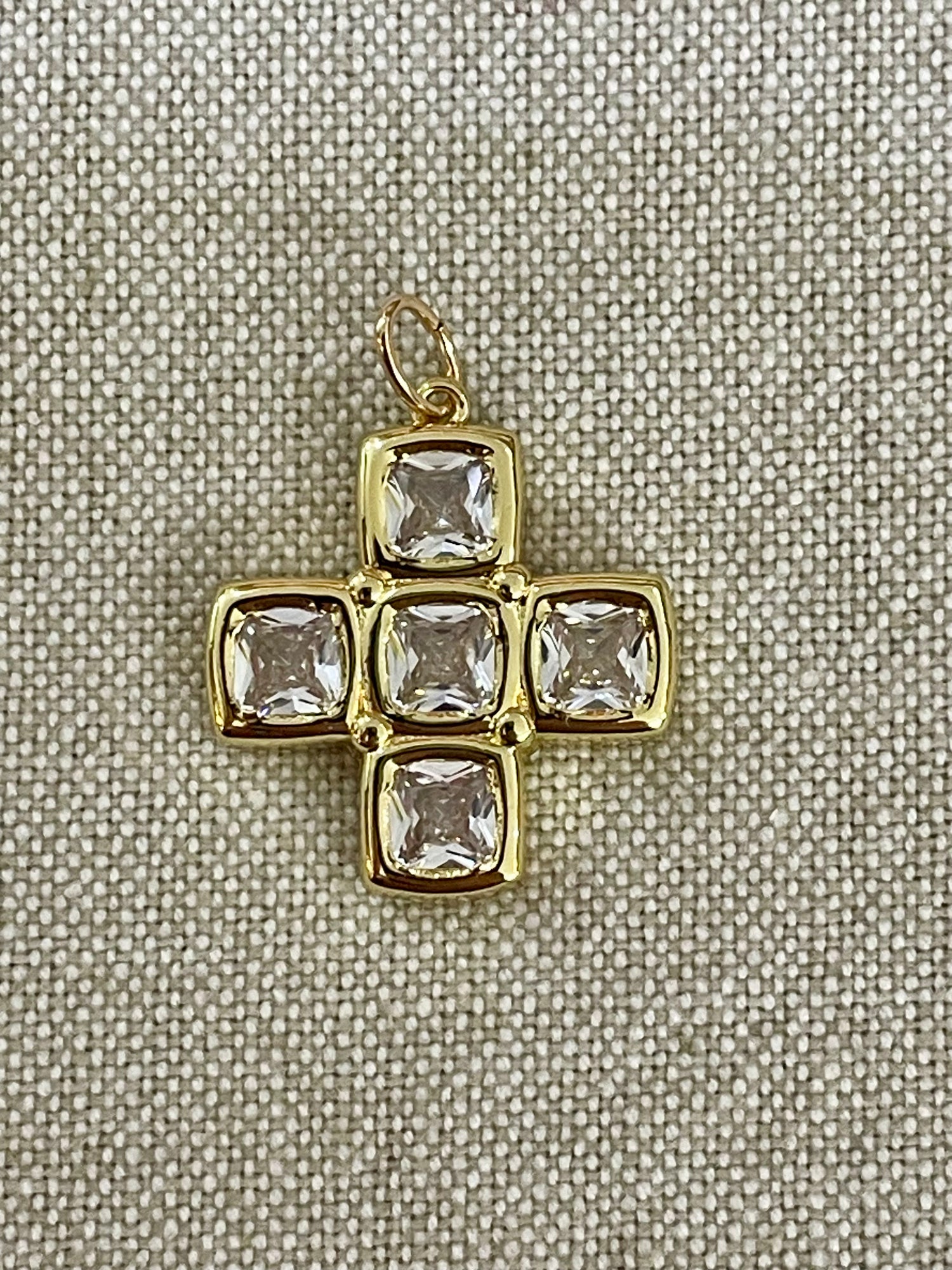 Clear Cubed Cross Charm