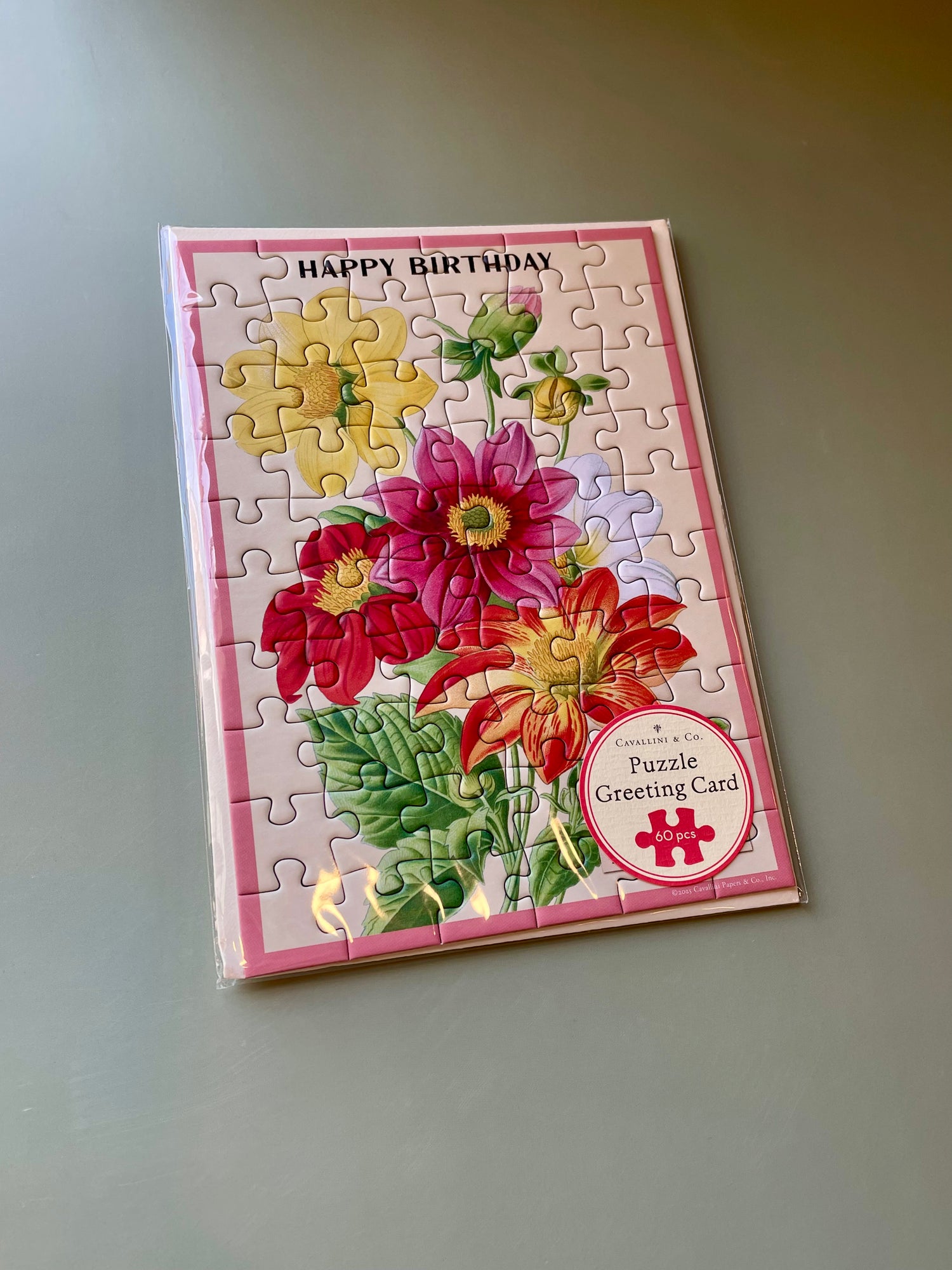 Happy Birthday Language of Flowers Puzzle Greeting Card